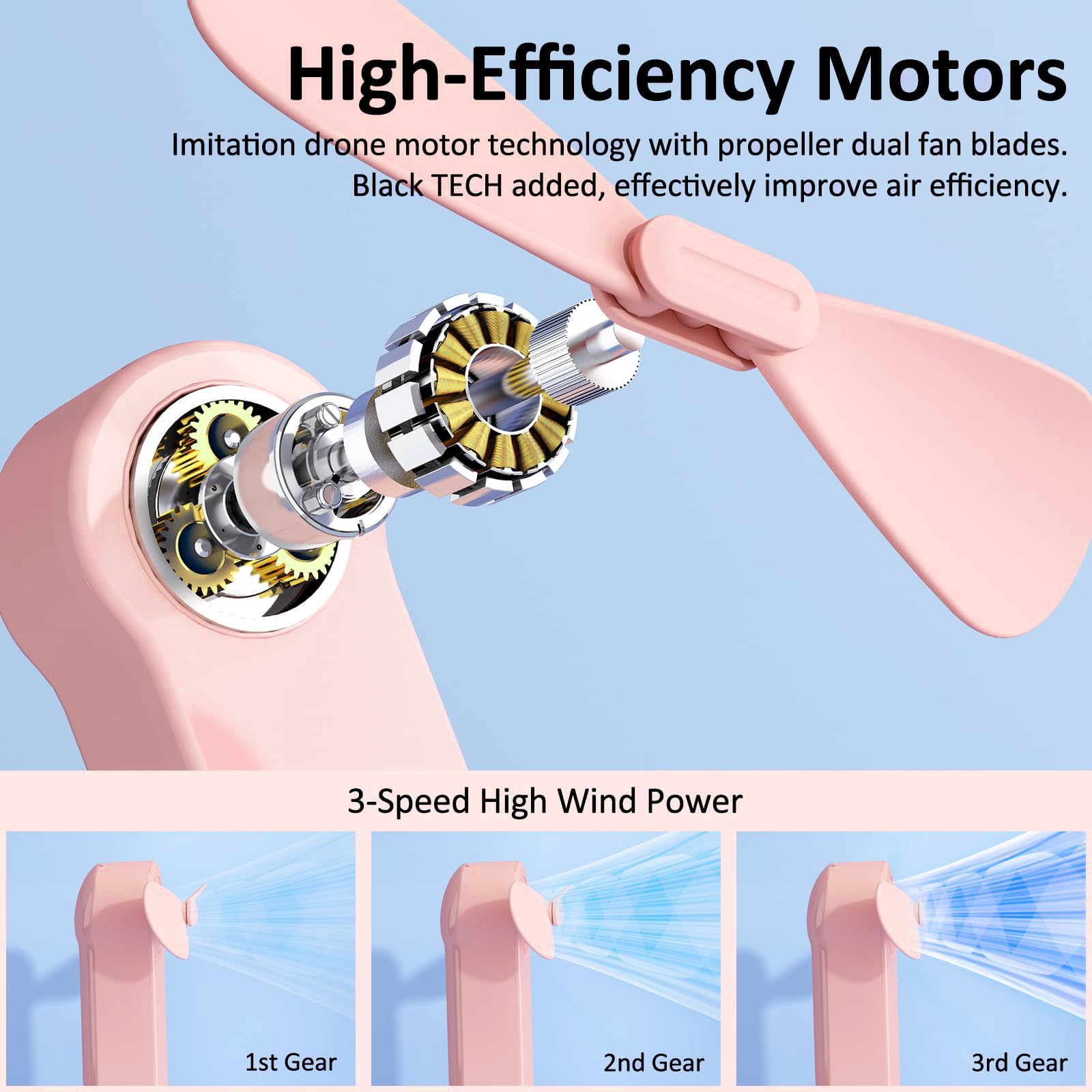 Portable Handheld Fan, Small Mini Foldable Personal Fan, Gift For Women Girl Friend, 26H Battery