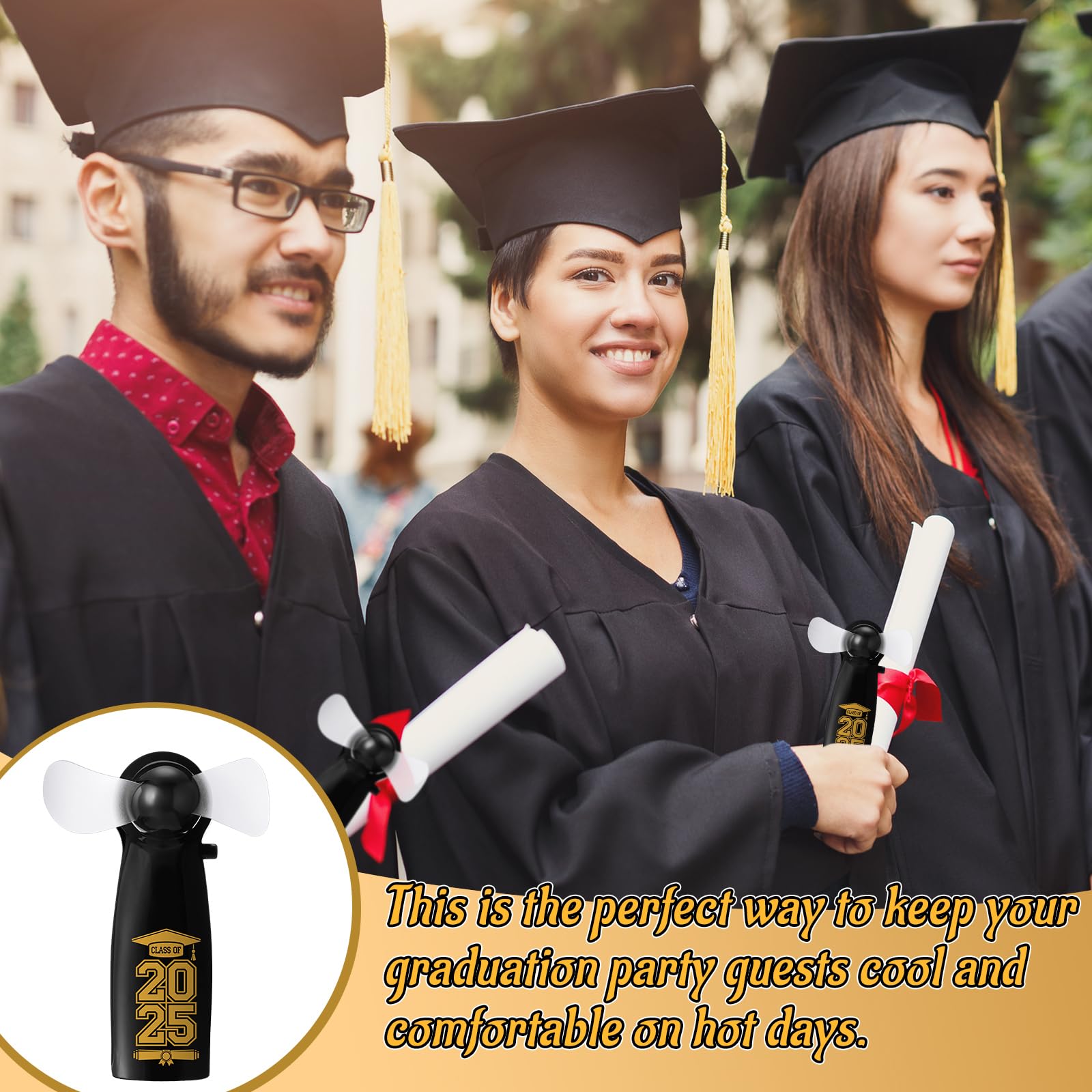 Vihose 24 Pcs Mini Portable Graduation Fan Bulk Powerful Handheld Fan Electric Personal Battery Hand