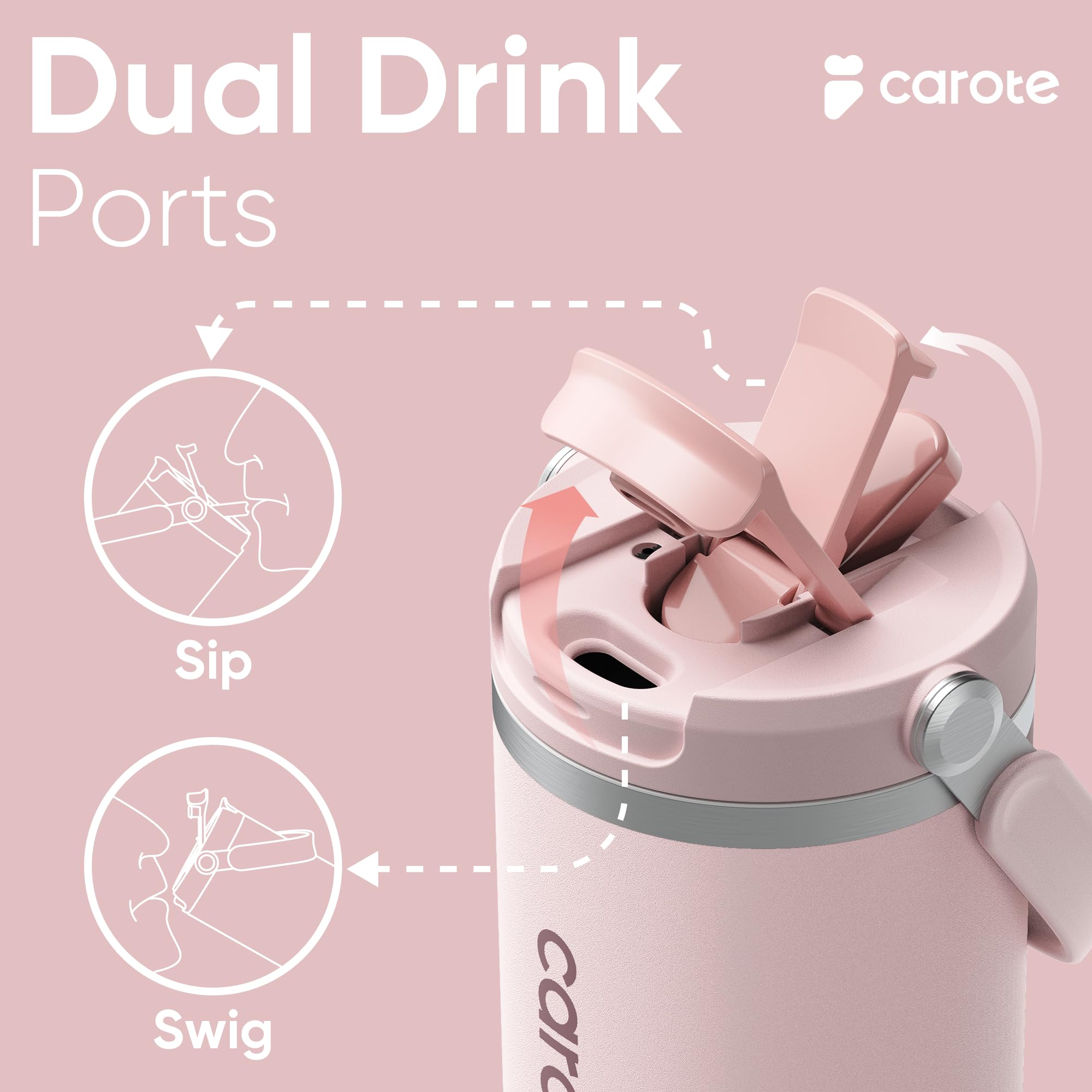 Carote Tumbler Set Of 3, 40Oz 32Oz 32Oz, Stainless Steel Tumbler With Handle, Vacuum Insulated