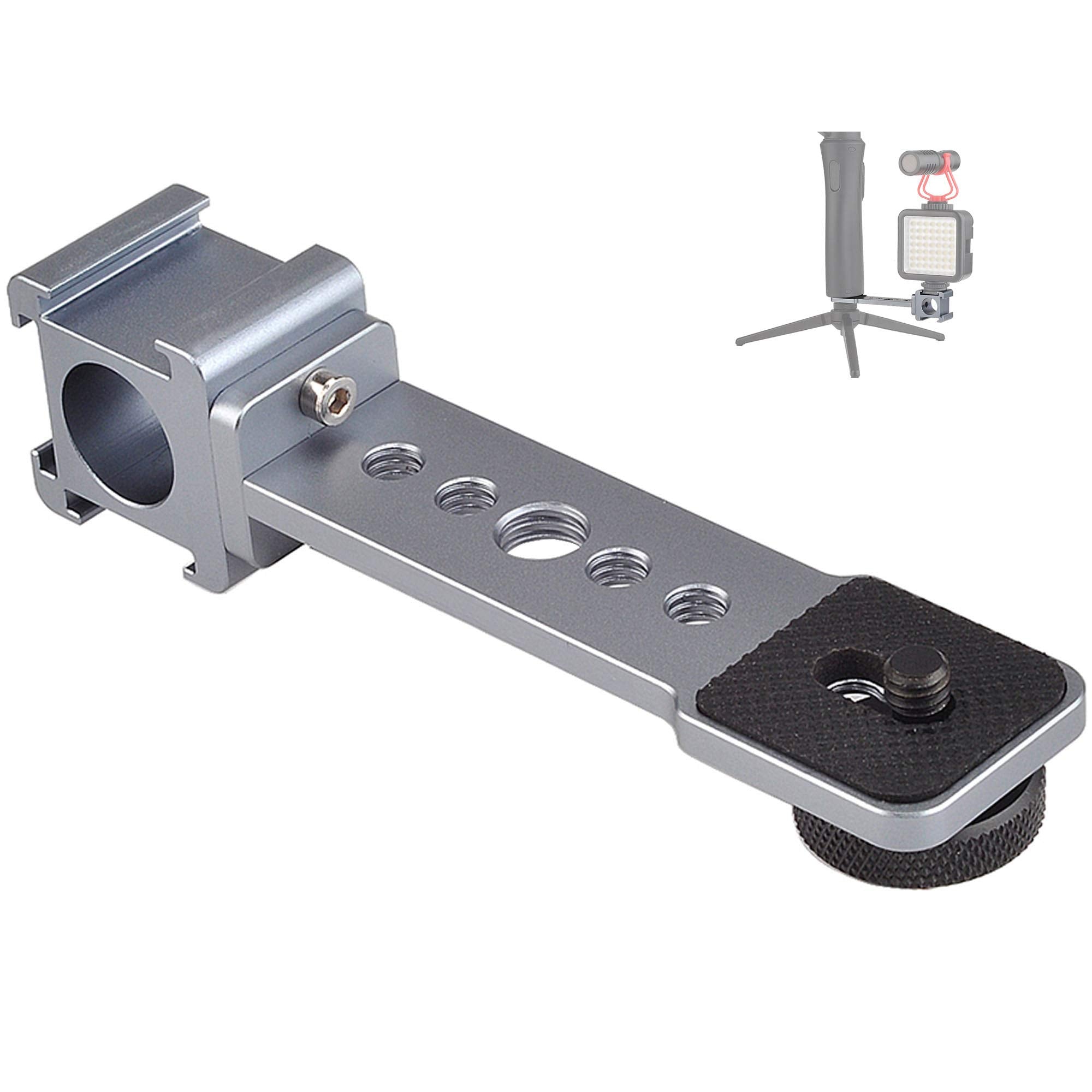 Atoptek Triple Cold Shoe Gimbal Microphone Mount, Mic Led Light Extension Bar Stand Adapter For Dji Om4 Osmo Mobile 3, Smooth 4, Hohem Isteady Mobile+, Feiyu, Moza, Dslr, Gimbal Stabilizer