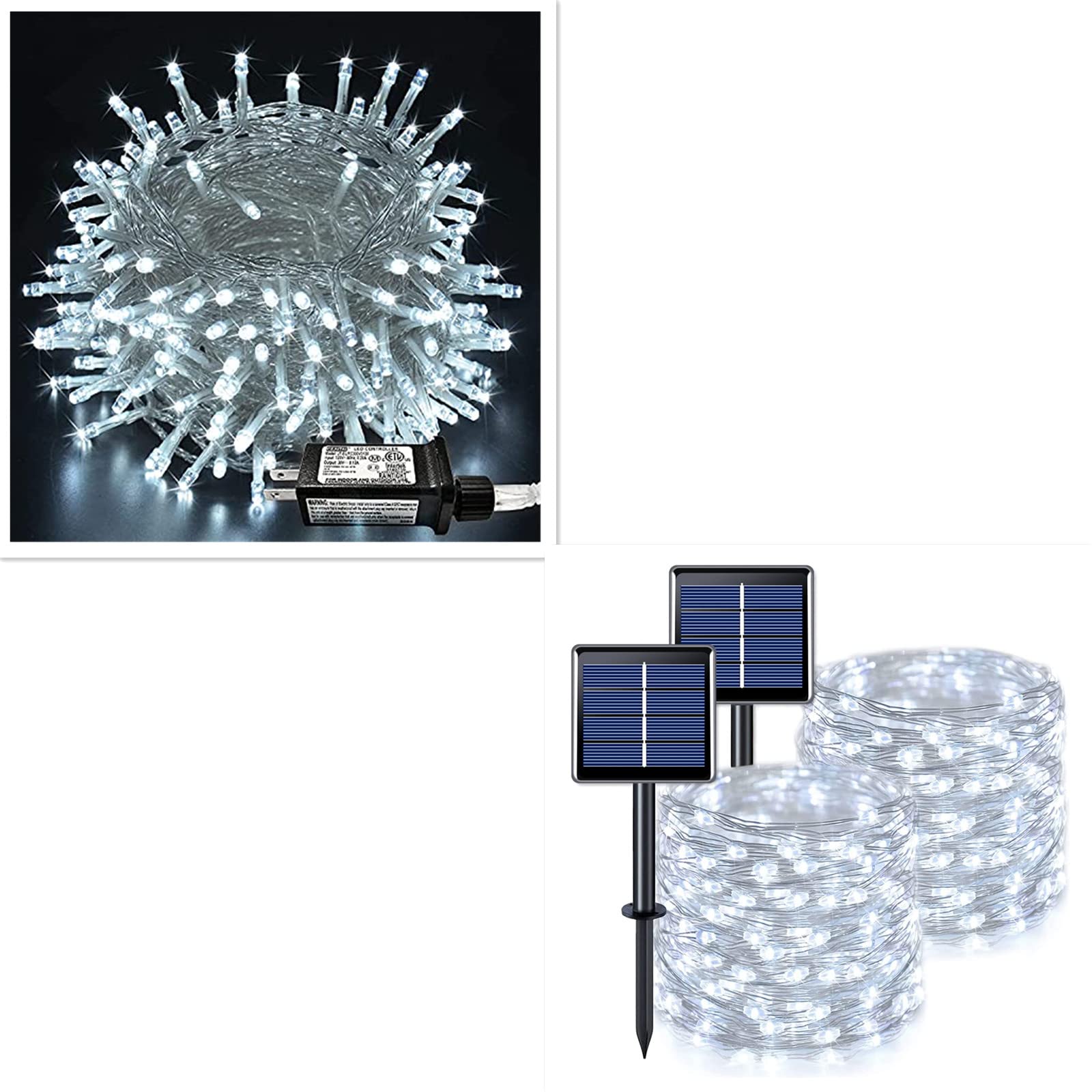 Jmexsuss 200 Led String Lights/2 Pack 200 Led Solar Fairy Lights White
