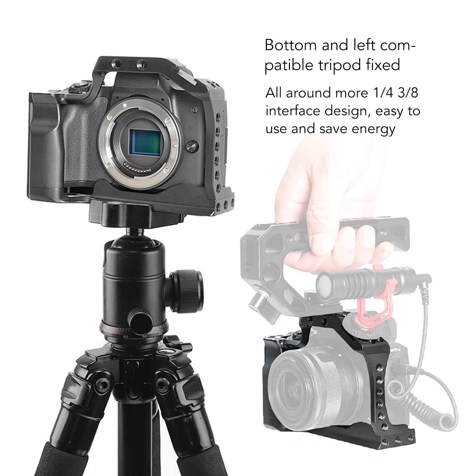 Yoidesu Camera Video Cage Film Movie Making Kit, Aluminum Alloy Camera Cage Rig, Filmmaking Stabilizer Rig Extension Frame With Cold Shoe For Arri Locating Hole For M50 M5 M50Ii Camera