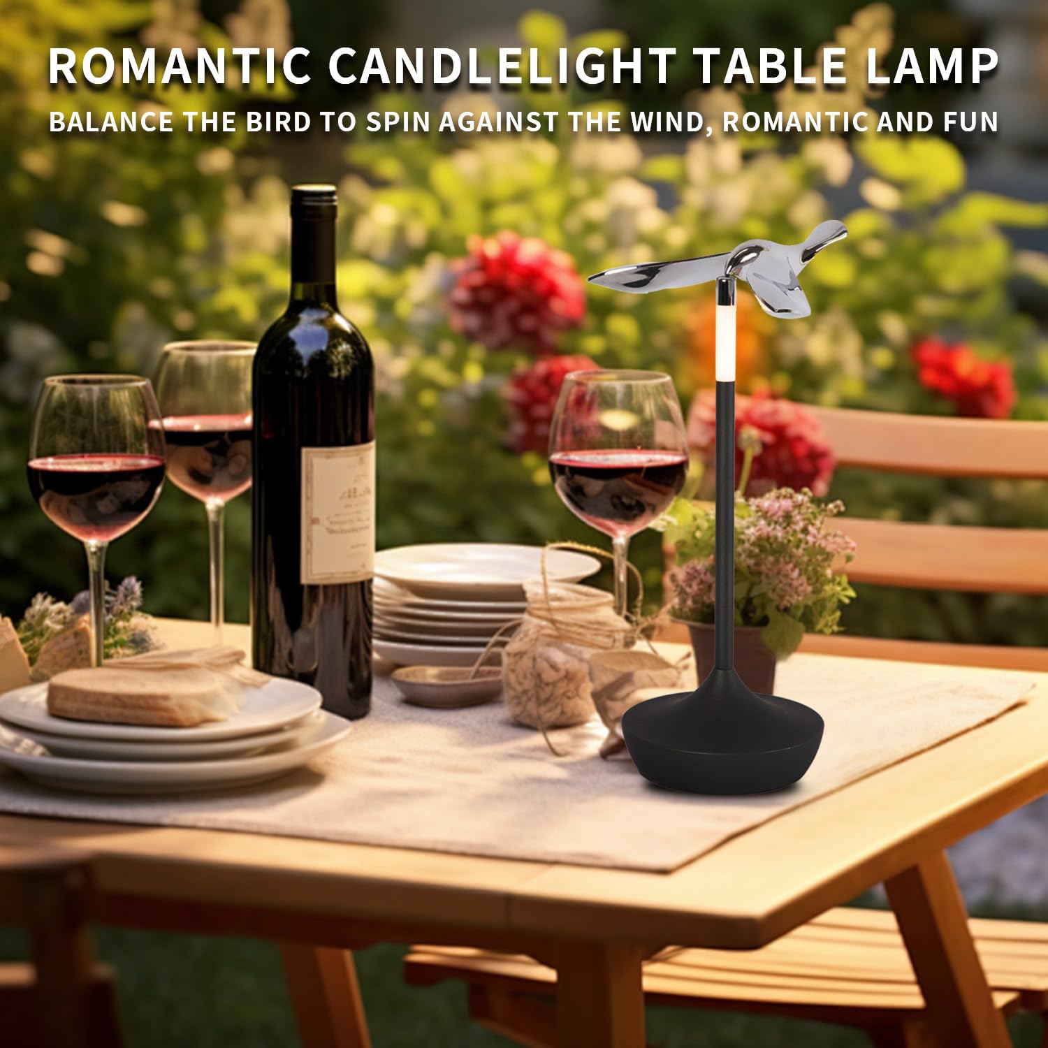 Yoowarm Small Cordless Table Lamp,Rechargeable Led With Funny Bird Corkscrew,Touch Dimmable Bedside For Restaurants And Dining Home Indoor/Outdoor, Children'S Day, Mother'S Day ,Art Deco Lamps, Bar