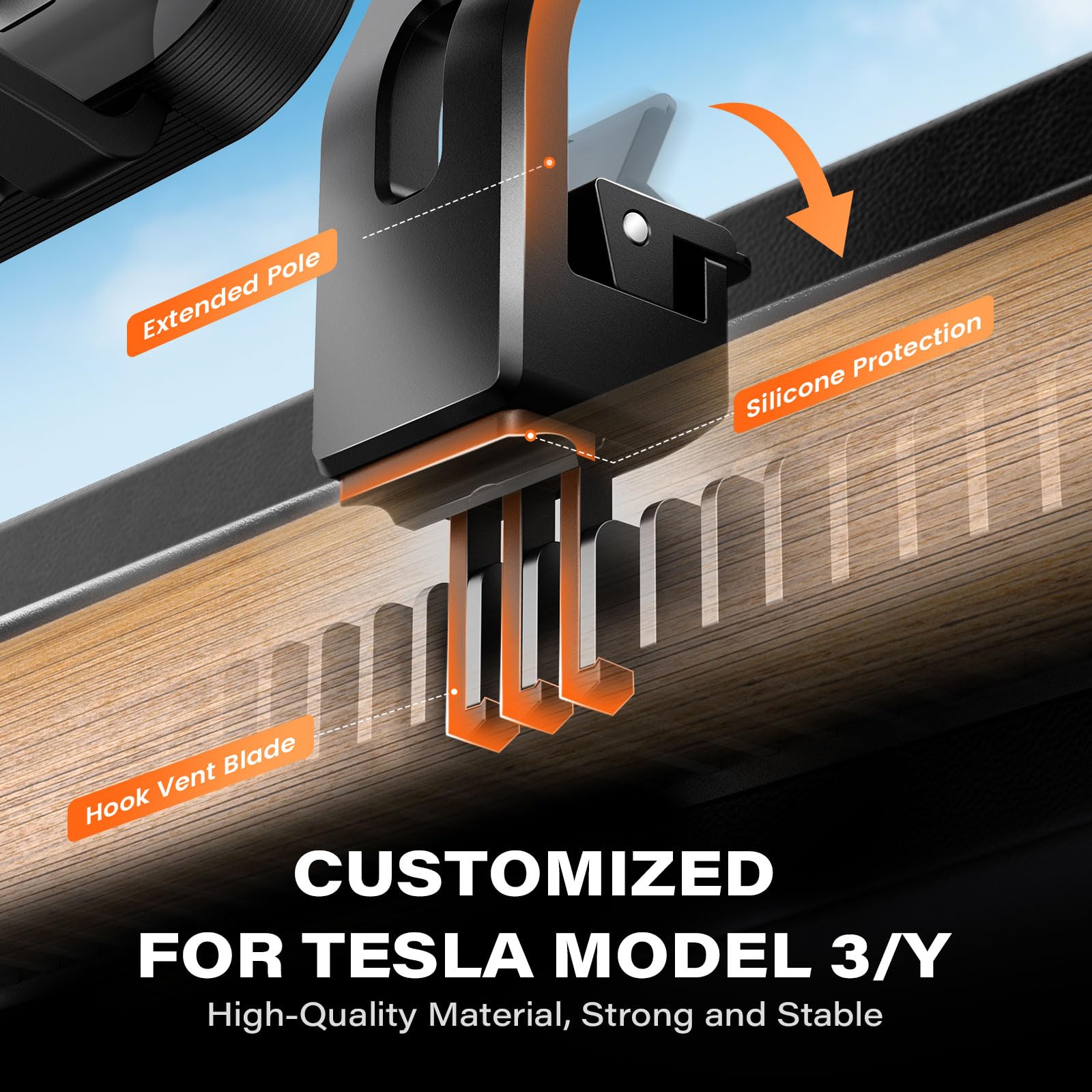 Apps2Car Phone Mount Holder For Tesla Air Vent Clip Car Phone Holder For Tesla Model 3 Model Y Compatible With Iphone, Samsung, And All Smartphones