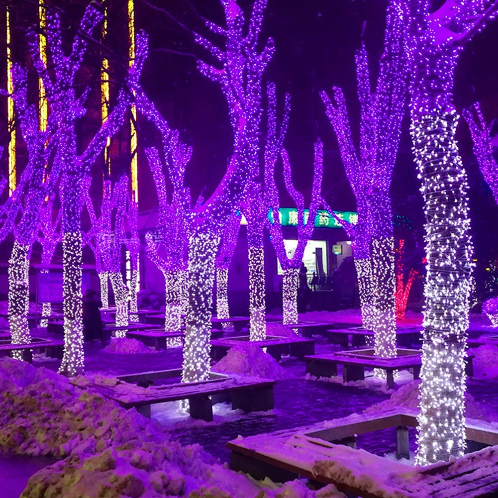 Home Lighting 66Ft Halloween Decorative Mini Lights, 200 Led Green Wire Fairy Starry String Lights Plug In, 8 Lighting Modes, For Indoor Outdoor Xmas Tree Wedding Party Decoration (Purple)