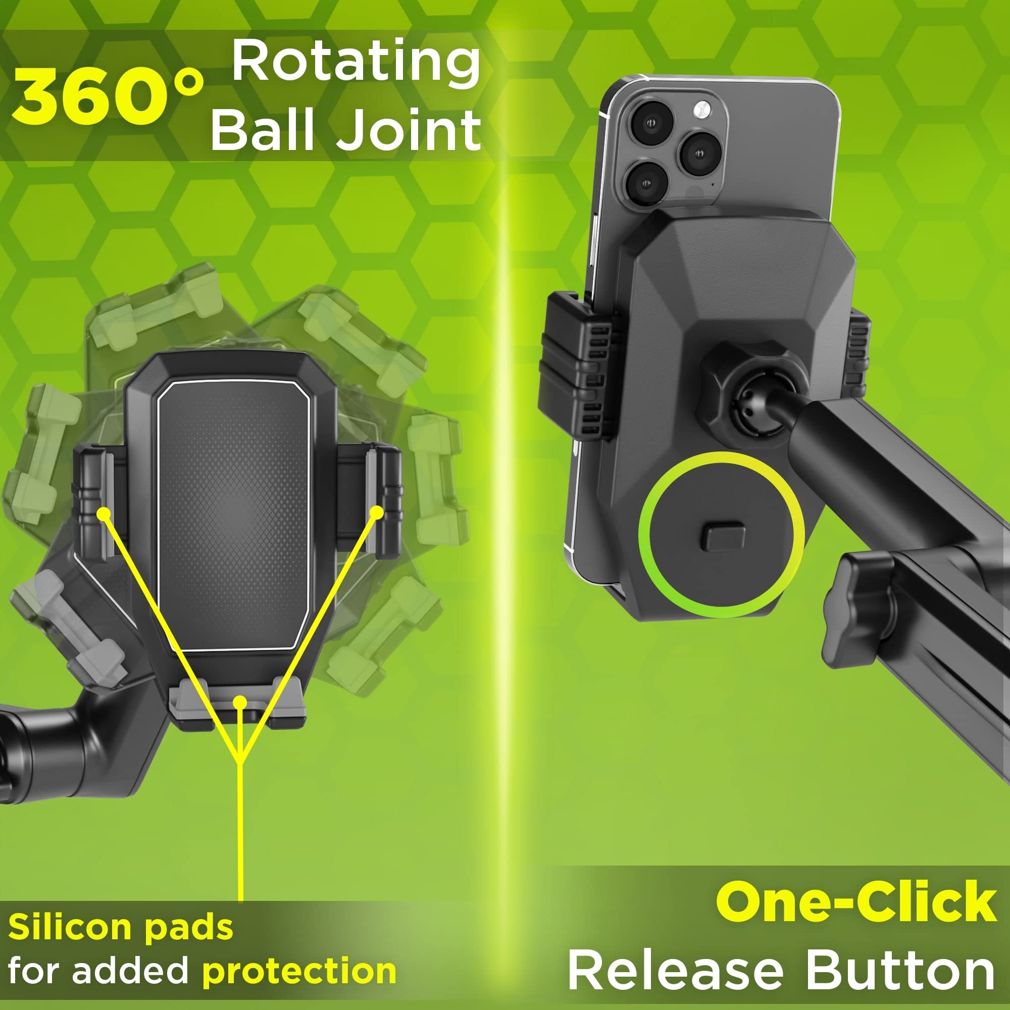 Truckules Phone Mount For Truck Phone Holder For Truck - Heavy Duty Super Suction Cup, Mobile Device Holder Dashboard Window 16.9 Inch Long Arm & Stable, Iphone & Samsung Compatible, Semi Trucker, Gray