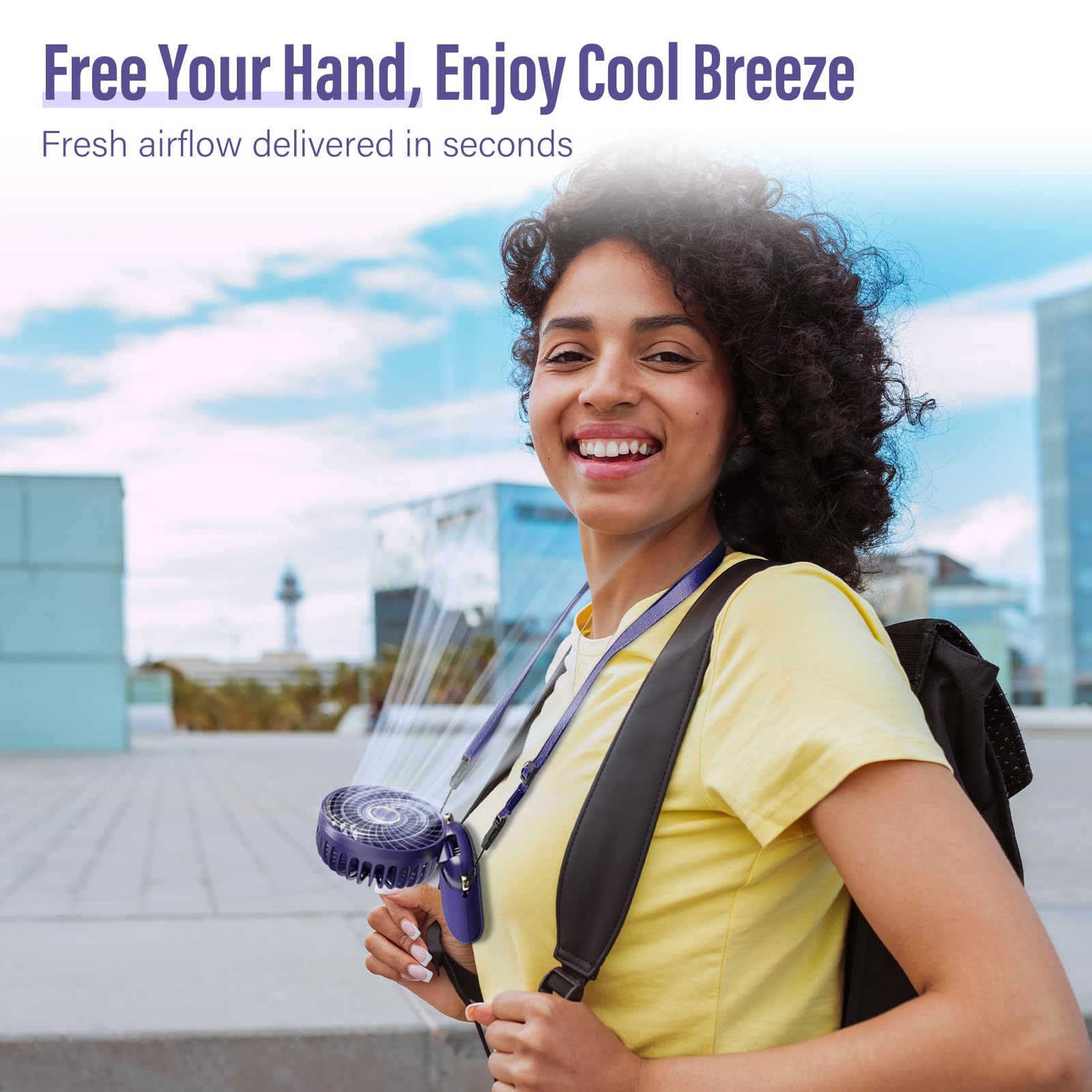 Portable Handheld Fan: 1200Mah Battery, Led Display, 3-In-1 Design (Handheld/Neck/Desk), Foldable