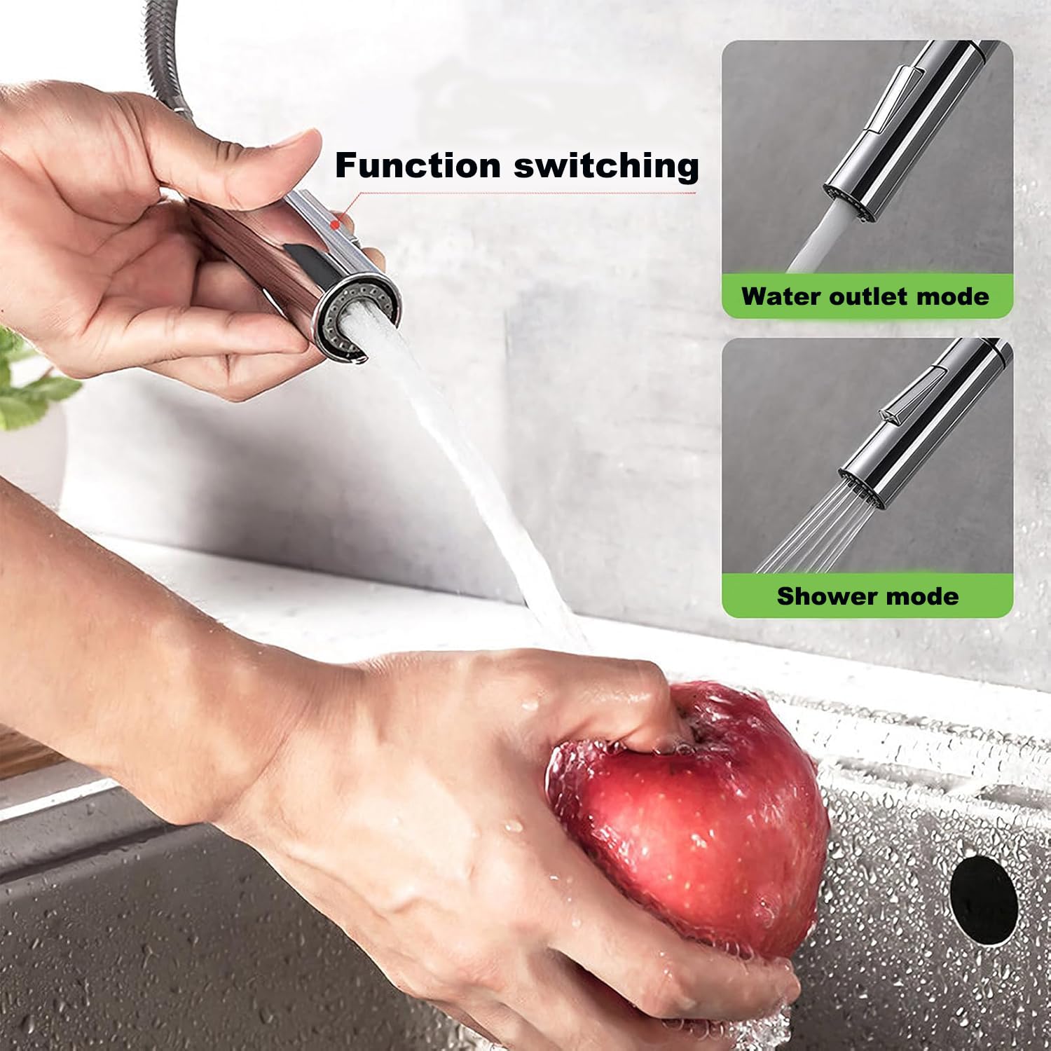 Xwihtr Retractable Pull Out Kitchen Faucet, 360° Swivel,3 Functions,High Pressure,Silent,Water Saving Ceramic Core Stainless Steel Kitchen Sink Faucet(Brushed)