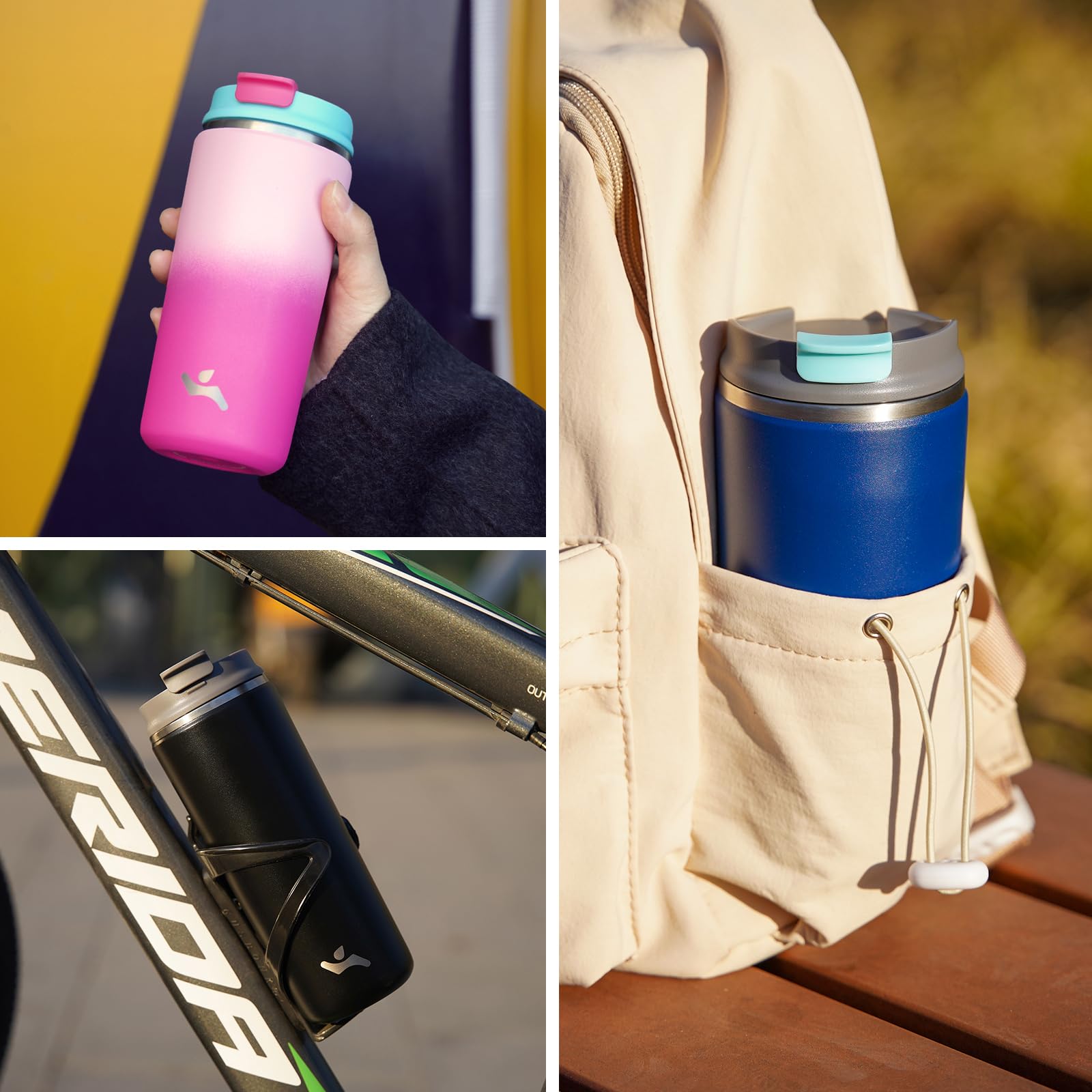 Tumbler With Lid, 16 Oz Travel Coffee Mug Double Wall Vacuum Stainless Steel Thermal Metal Cup