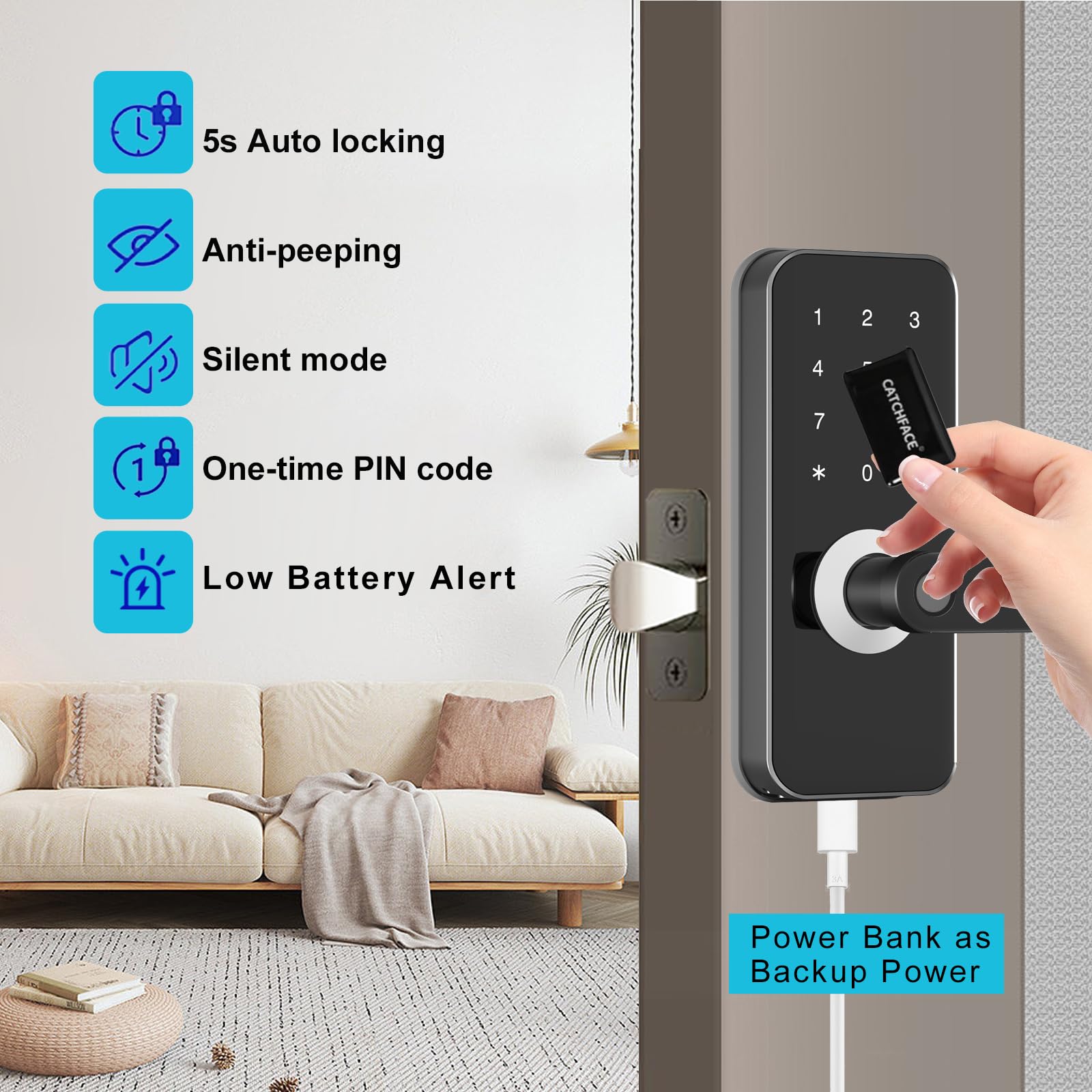 Ossomo Smart Lock, Fingerprint Door Lock, 6-In-1 Keyless Entry Door Lock With App Control, Electronic Touchscreen Keypad, Smart Deadbolt For Front Door