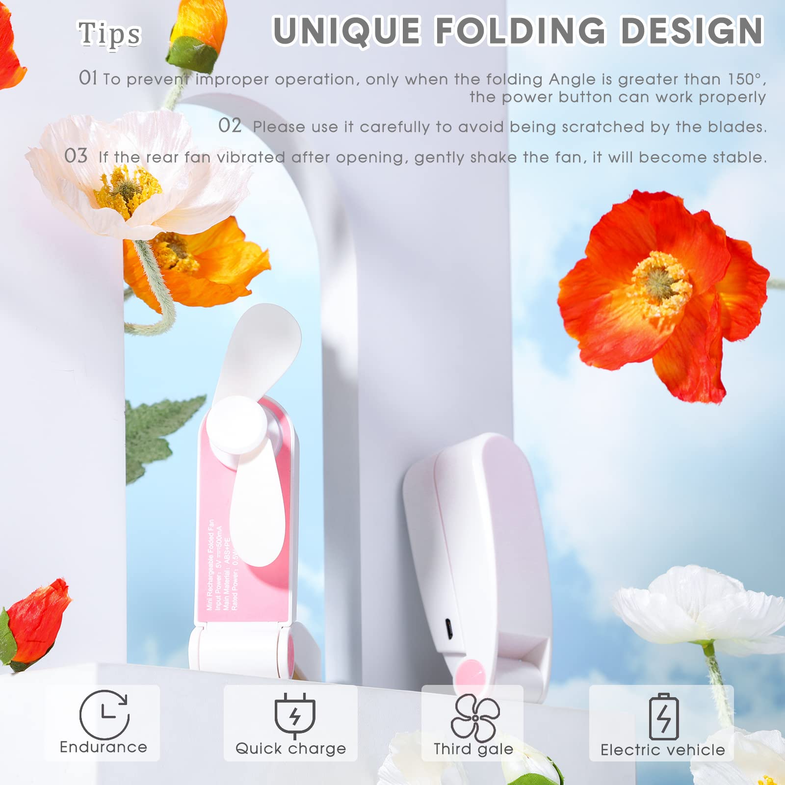 Compact and lightweight mini fans with USB recharge, perfect for summer and travel cooling