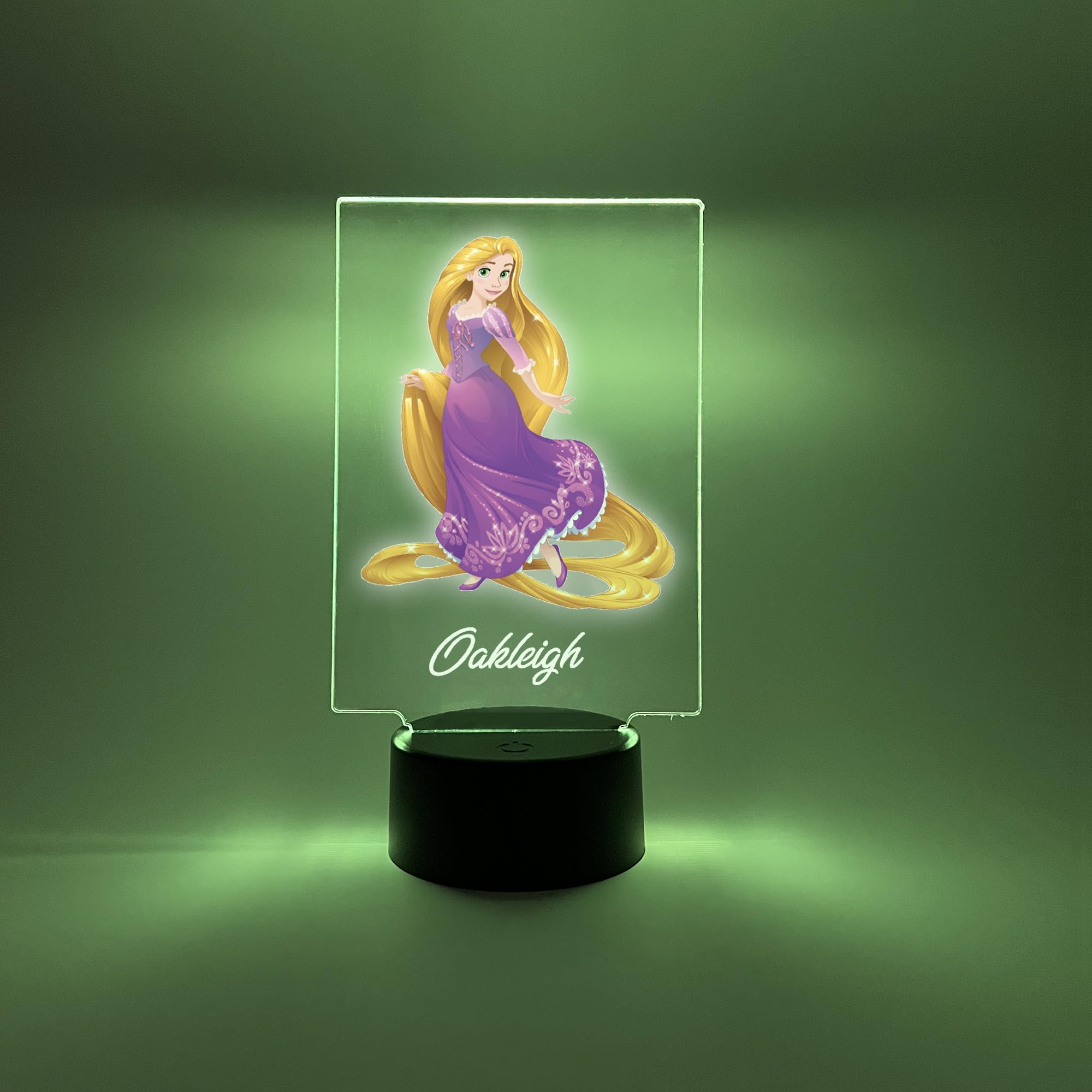 Mirror Mania Princess Rapunzel Led Night Light Up Desk Table Lamp Stand Themed Personalized Engraved Home Girls Room Decor, 16 Bright Color Options, With Remote