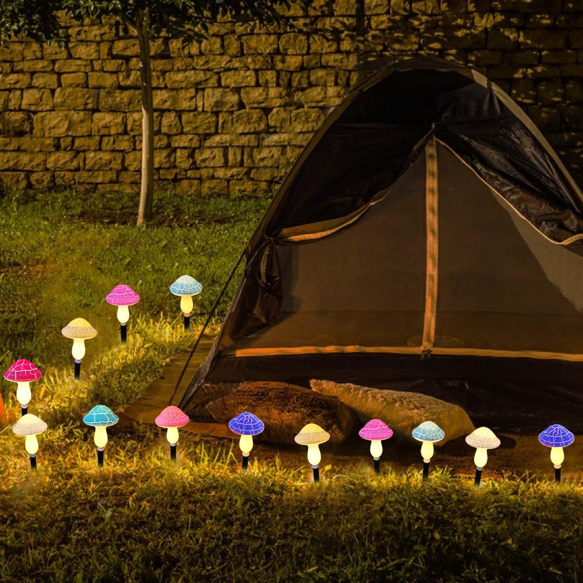 Ruexig Solar Mushroom Lights For Garden, 8 Led Crack Mushrooms, Waterproof Solar Pathway Lights, Mushroom Decor For Yard Decor, Flowerbed Housewarming Gift