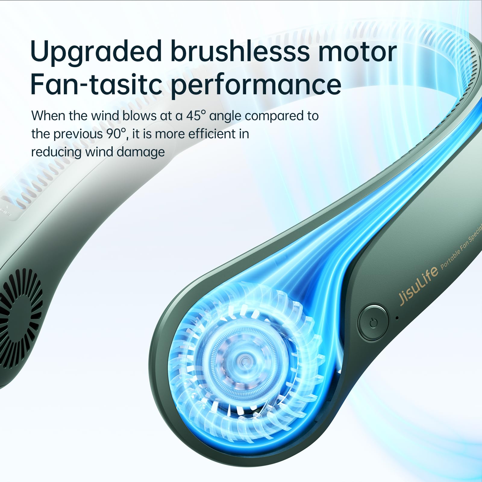 Jisulife Portable Neck Fan, Hands Free Bladeless Fan, 5 Speeds, 4000 Mah Battery Operated Wearable
