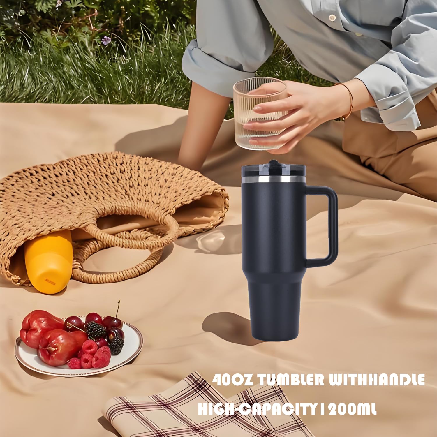 Quencher Protour 40 Oz Tumbler With Handle - 100% Leak-Proof Vacuum Insulated Stainless Steel Water