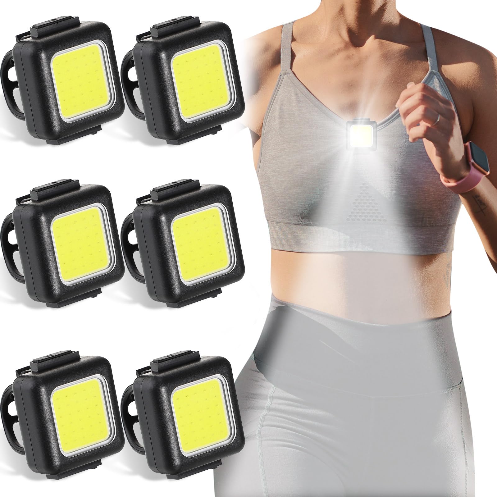 Vihose 6 Pcs Outdoor Night Running Lights For Runners High Visibility Rechargeable Clip On Flashlight Dog Lights For Night Walking Lightweight Usb Reflective Running Gear Hiking Jogging Stroller