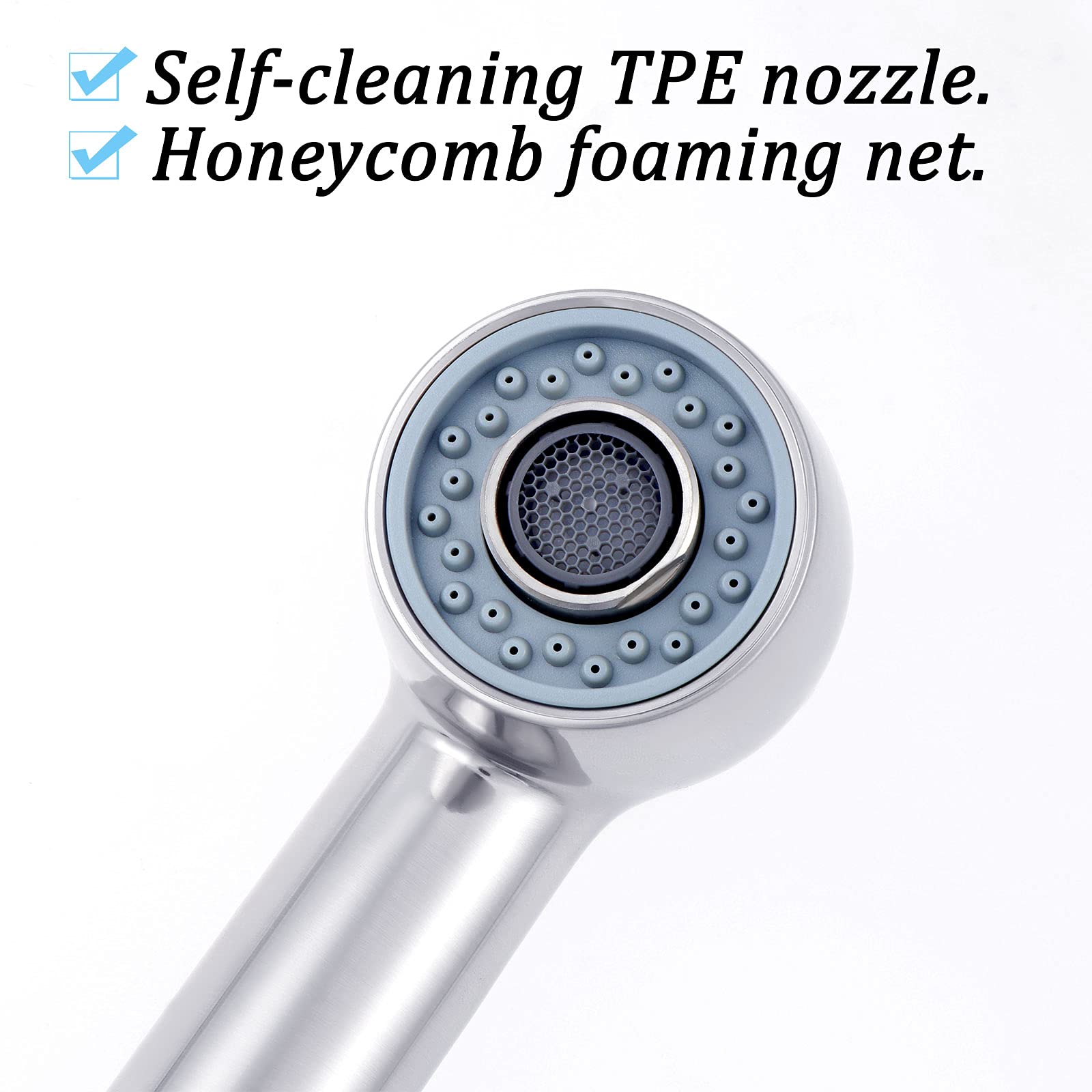 Droutti Pull Out Spray Head Bathroom Kitchen Sink Pull-Down Faucet Universal Replacement Part 2 Function Kitchen Sink Faucet Sprayer Head For Bathroom Kitchen Polished Nickel (Brushed Nickel)