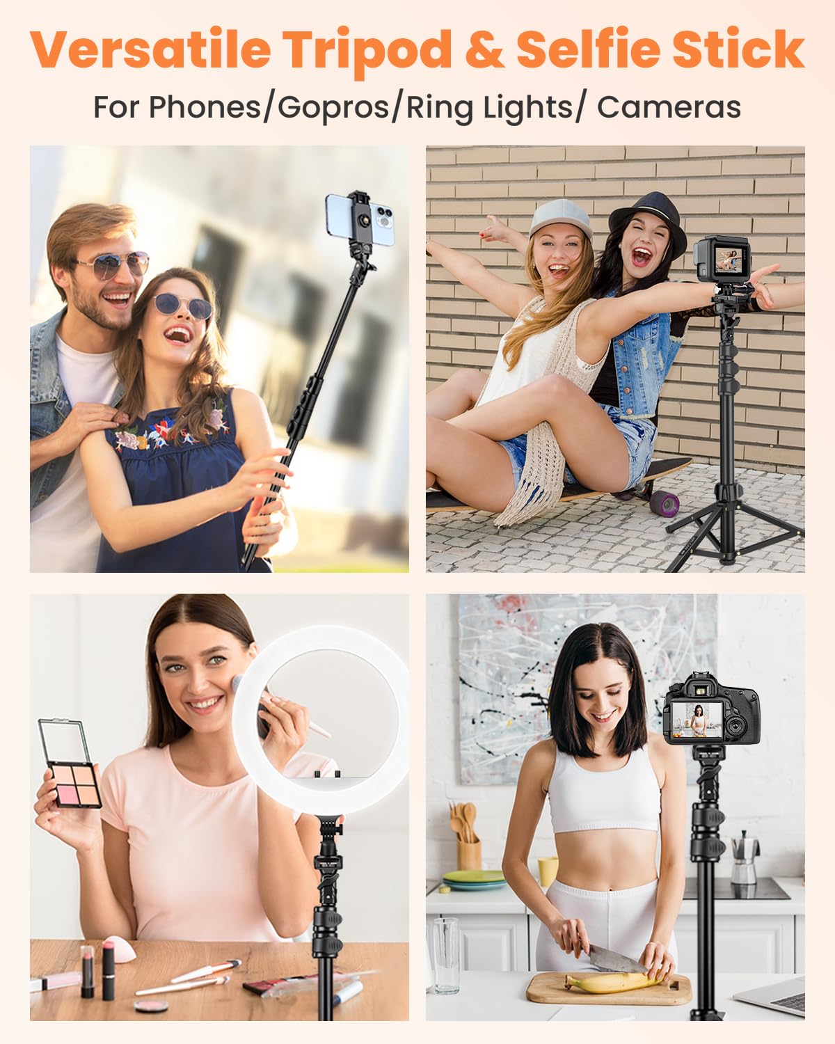 Victiv Phone Tripod Stand With Gooseneck And Remote, 85" Tall Tripod For Iphone Adjustable, Overhead Phone Stand For Recording/Watching/Cooking/Fitness/Vlog, Compatible With Iphone Android, Digital Camera