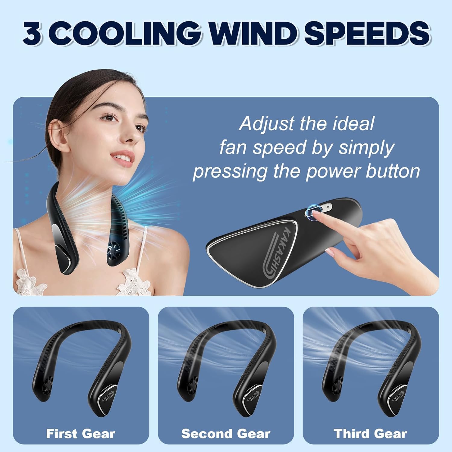 Kakashi 6000Mah Portable Neck Fan Rechargeable, Bladeless Operated Wearable Personal Fan