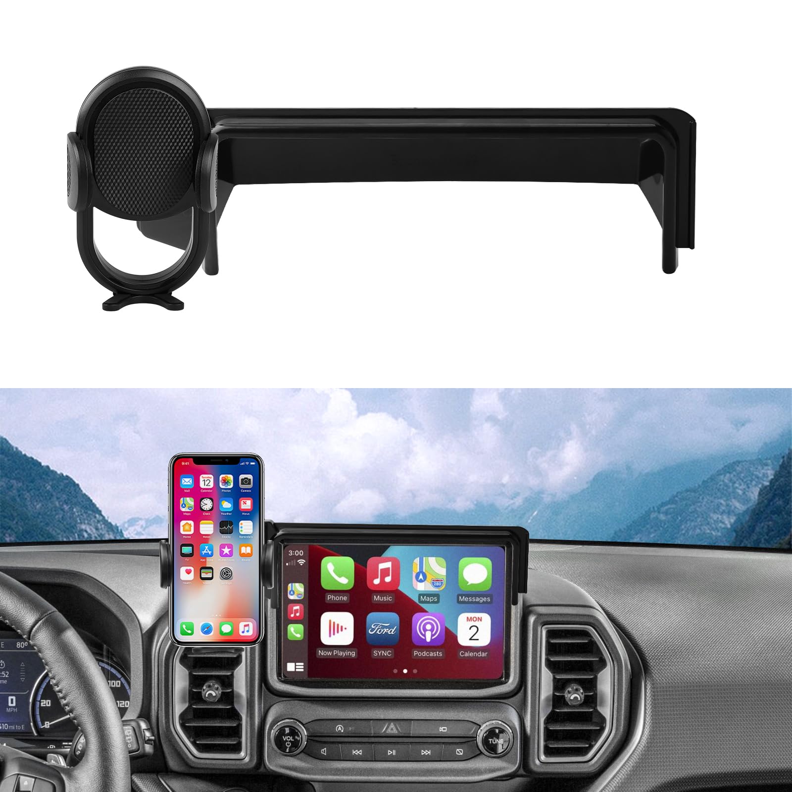 Autorder Car Phone Holder For Ford Bronco Sport Accessories Phone Mount 8-Inch Screen Cell Phone Automobile Cradles Hands- 360 Degree Rotation