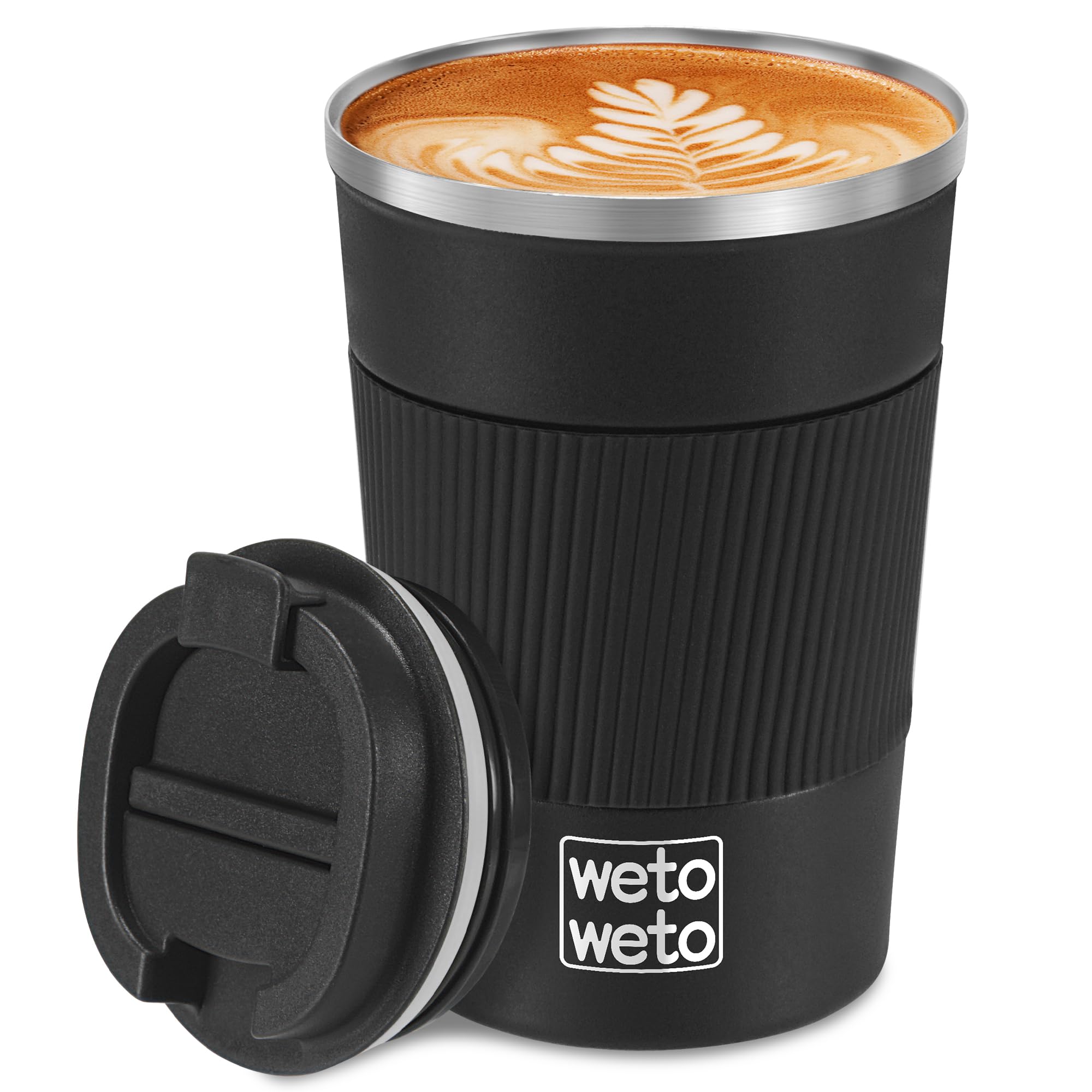 Wetoweto 12Oz Stainless Steel Coffee Tumbler, Travel Coffee Mug, Insulated Coffee Mug With Lid