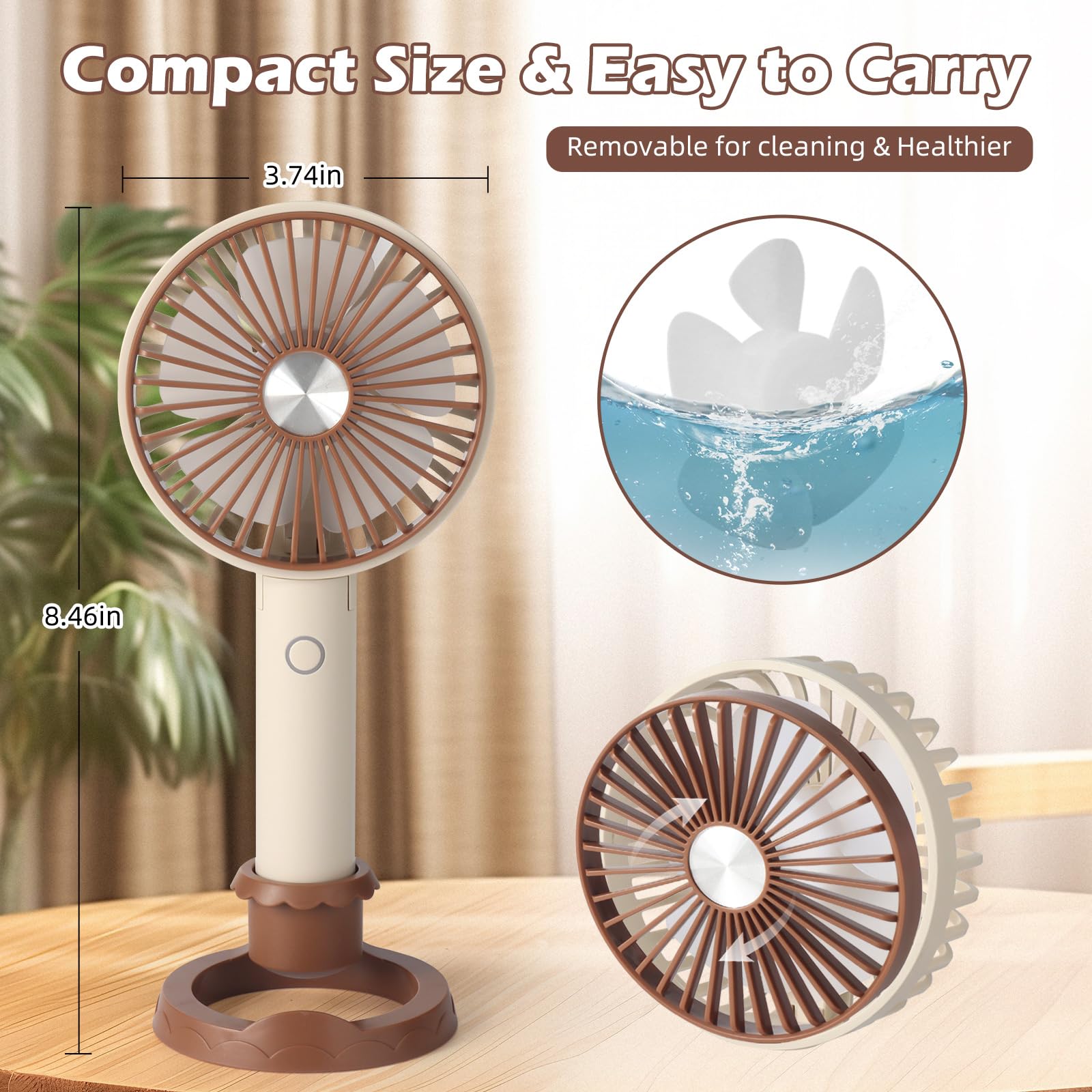 Handheld Fan - Portable Mini Fan For Travel With Usb Battery Operated, Small Foldable Rechargeable