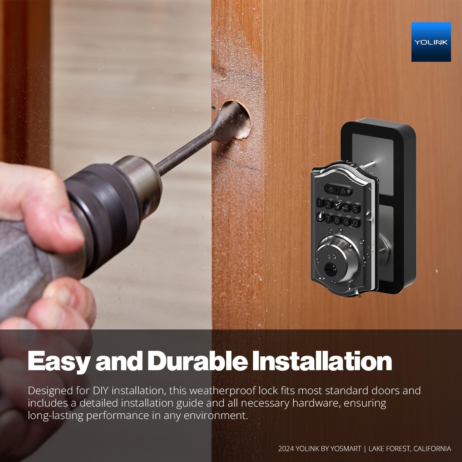 Yolink Smart Deadbolt Lock With Keypad, Fob & App Control, Keyless Entry, Multiple Unlock Methods, Secure & Reliable, Alexa, Google, Ifttt, Home Assistant Compatible, Hub Required