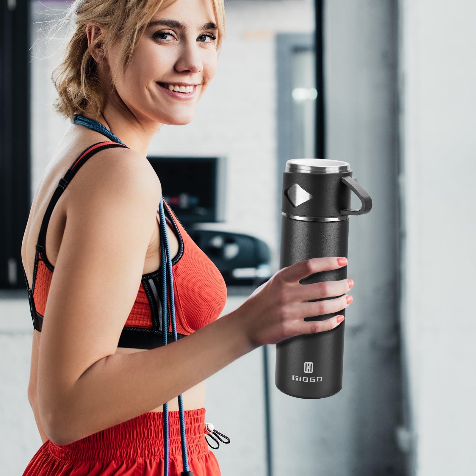 Stainless Steel Thermo 700Ml/23.7Oz Vacuum Insulated Bottle With Cup For Coffee Hot Drink And Cold