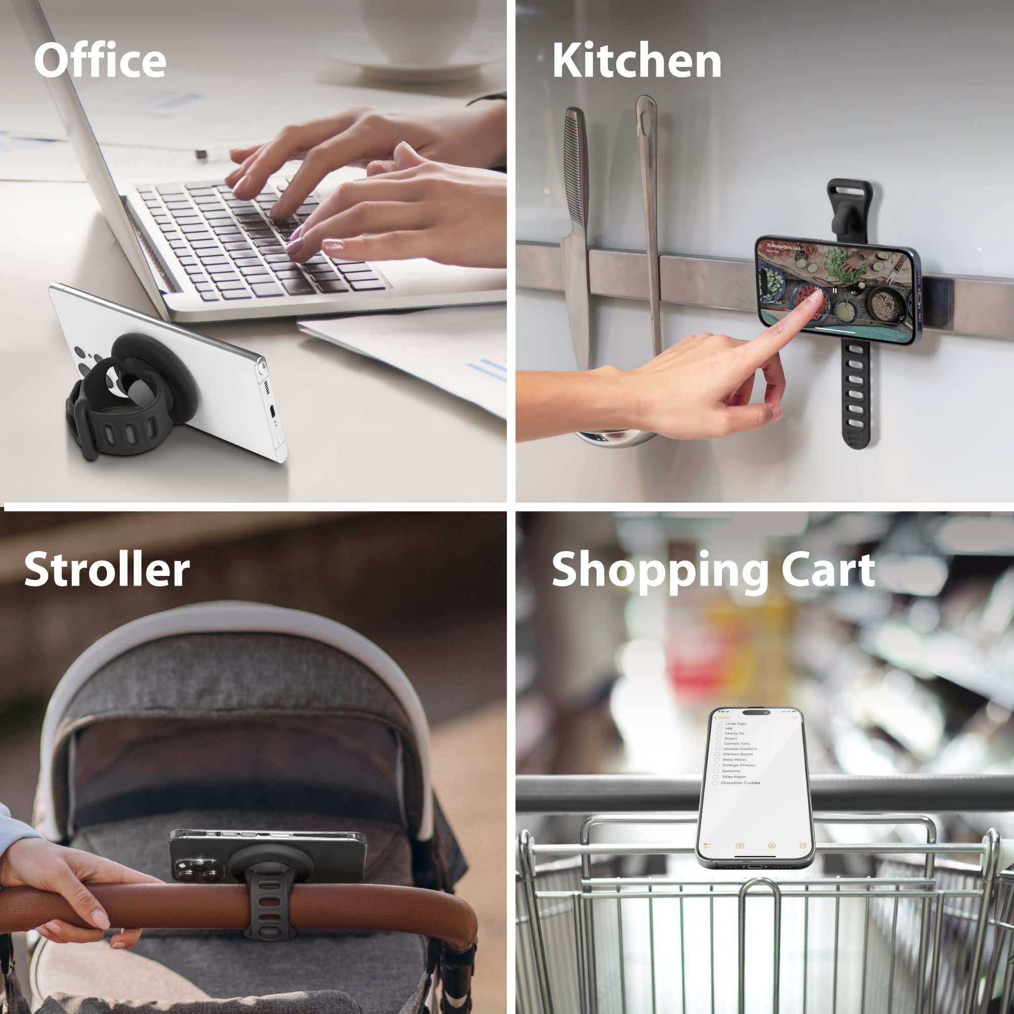 Bone Magnetic Fitness Phone Mount, Magsafe Phone Holder For Workout & Gym, Scratch- Silicone Strap With Anti-Slip Design, Universal Sport Phone Carrier For Most Smartphones (With Magnetic Sticker)