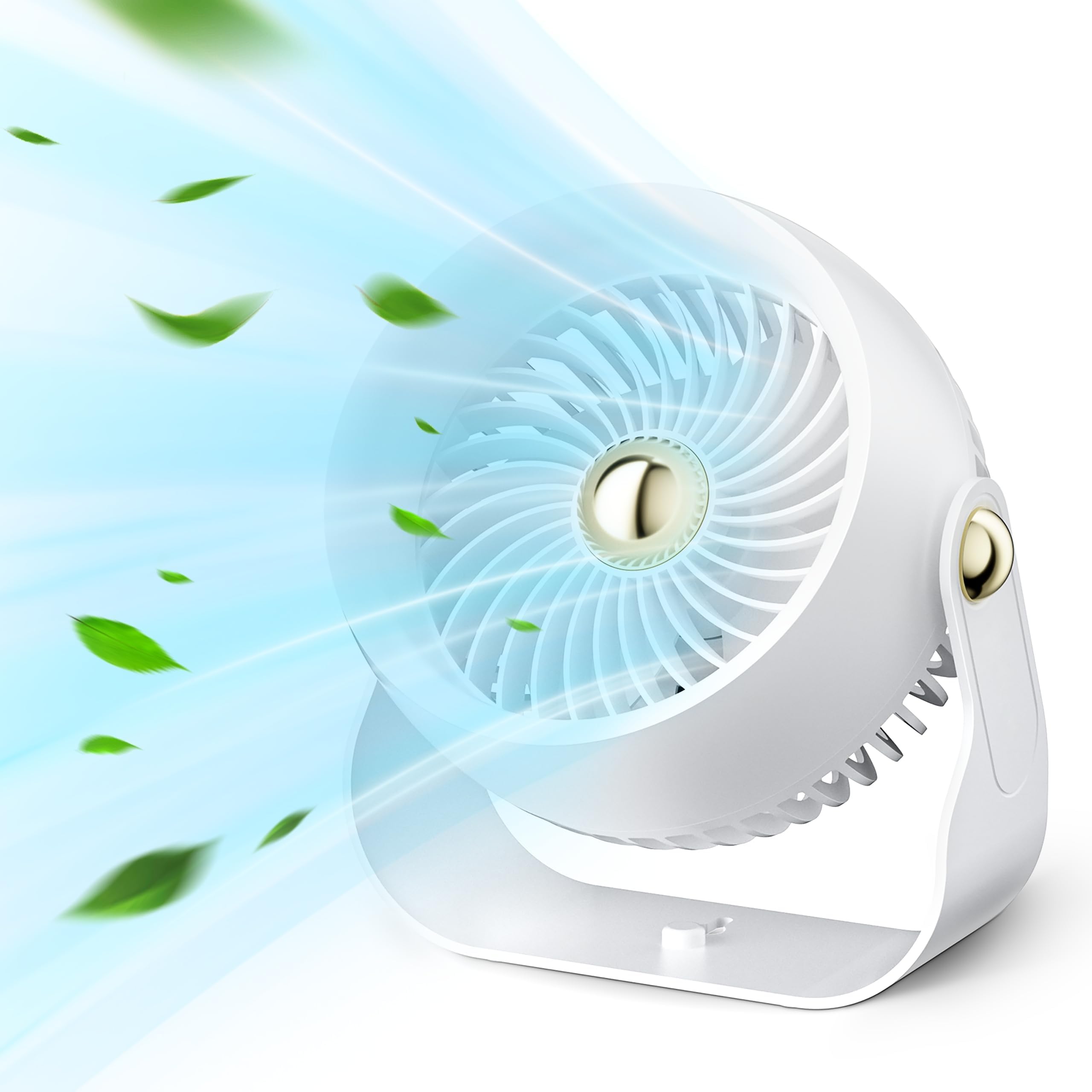 Civpower Desk Fan: Table Fan Small Portable Rechargeable With 6000 Mah Battery - 4 Speed And Timing - Koospark