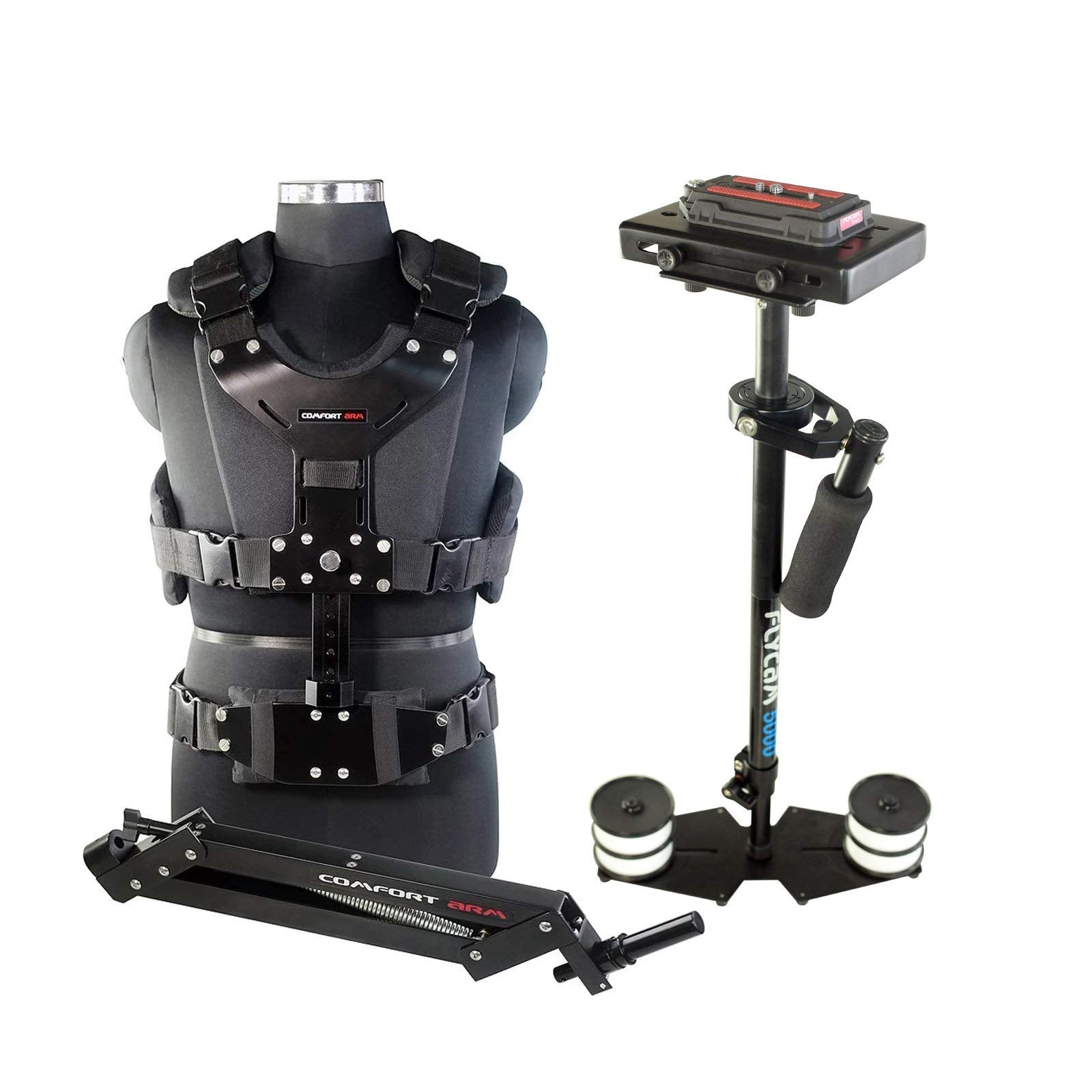 Flycam 5000 Handheld Video Camera Stabilizer With Comfort Shock-Absorbing Arm & Body Vest. Payload Up To 5Kg/11Lb. Includes Quick Release, Arm Brace & Table Clamp (Flcm-Cmft-Kit)