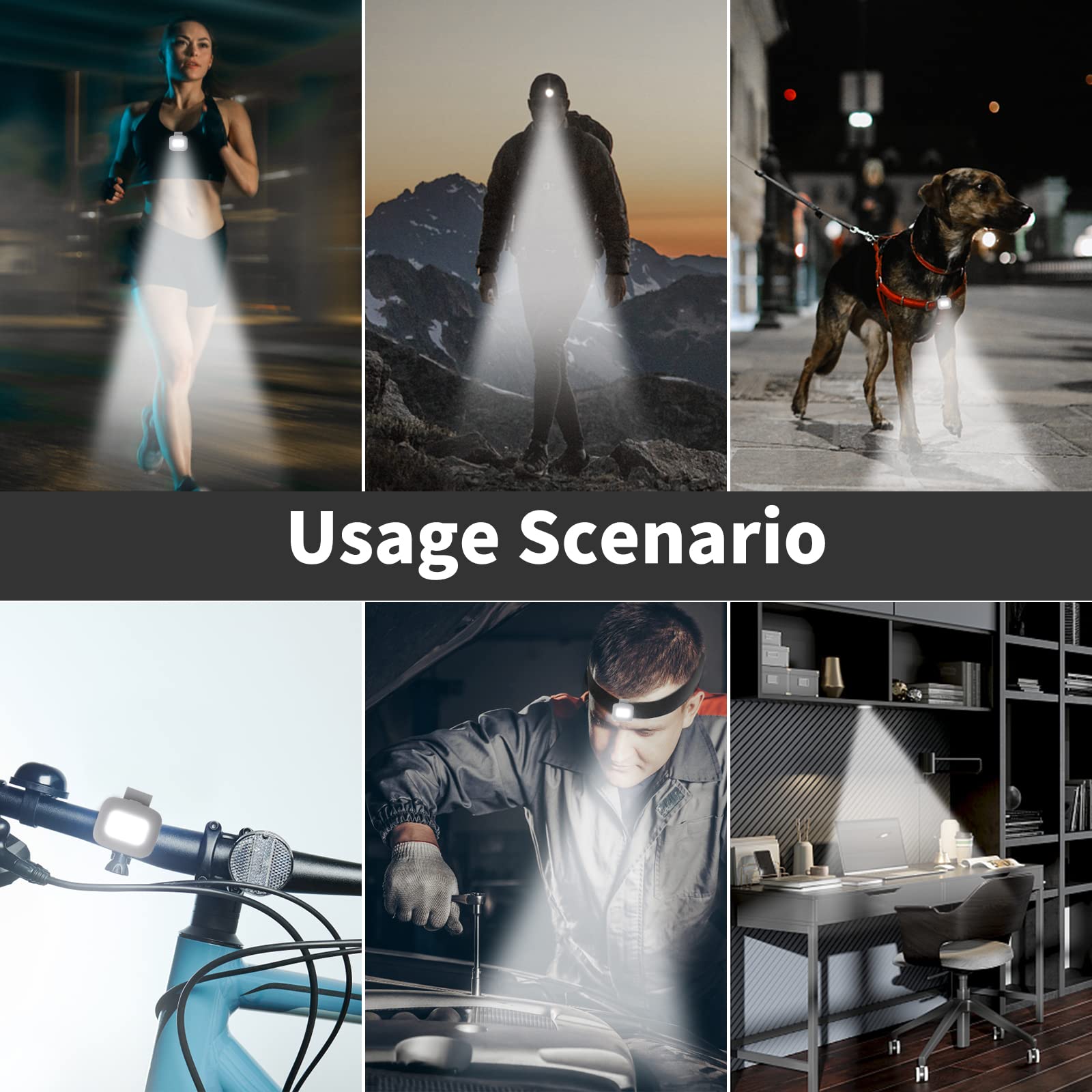 Aiolekup Rechargeable Led Safety Lights - Waterproof Hands- Running Lights With 5 Modes For Night Jogging, Hiking, Camping  Compact Warning Flashlight For Outdoor Adventures (1-Pack)