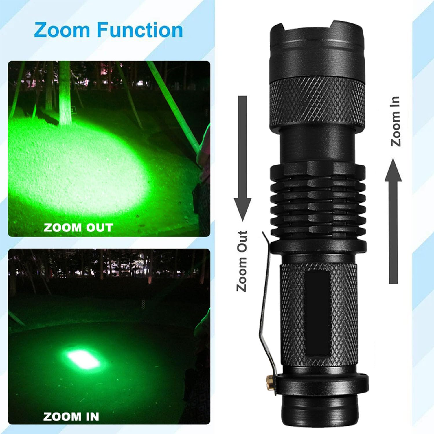 Mviocs High Power Green Led Flashlight, 3 Modes Green Flashlight, Green Light Flashlight Green Light Torch For Night Vision, Night Observation And Outdoor Activities