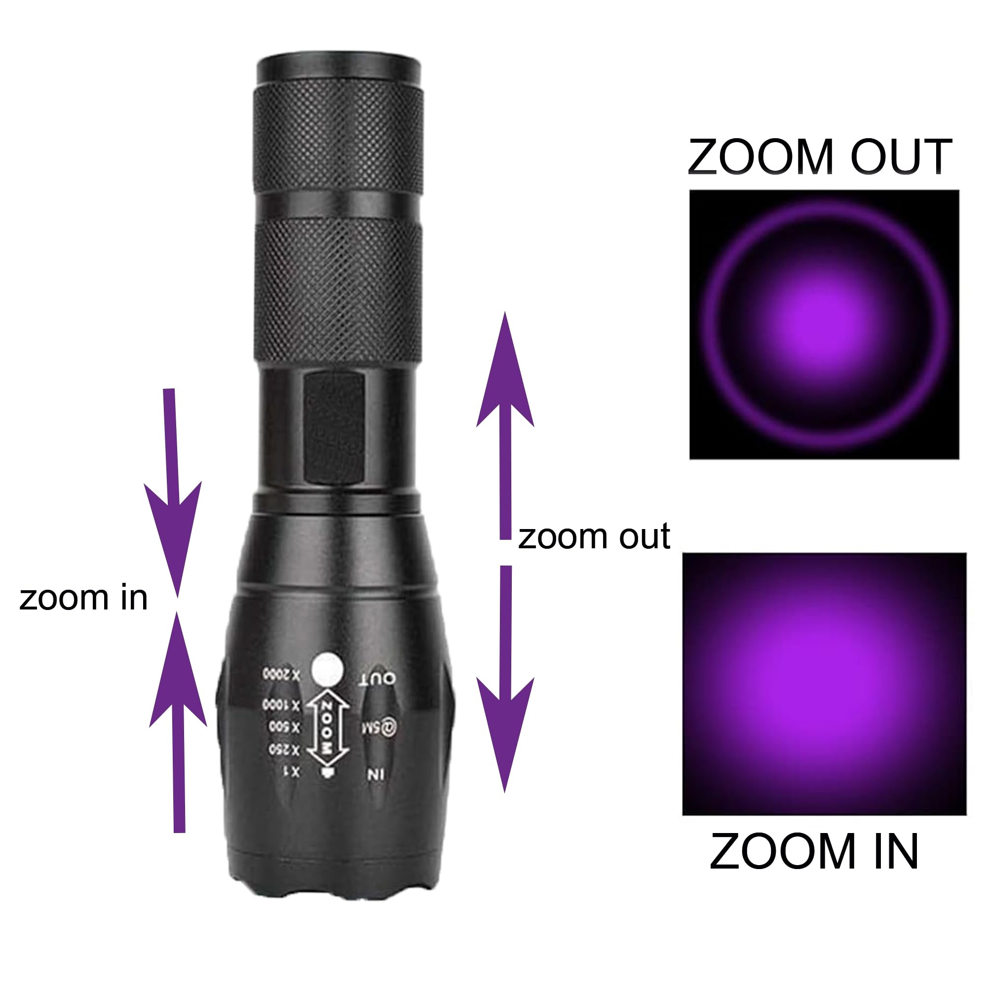 Zyunmall Uv Flashlight Black Light, 365Nm & 395Nm Wood’S Lamp 2 In 1 Ultraviolet Led Handheld Torch For Pet Urine, Fluorescent Agents, Uv Glue Curing, And Scorpion Detection