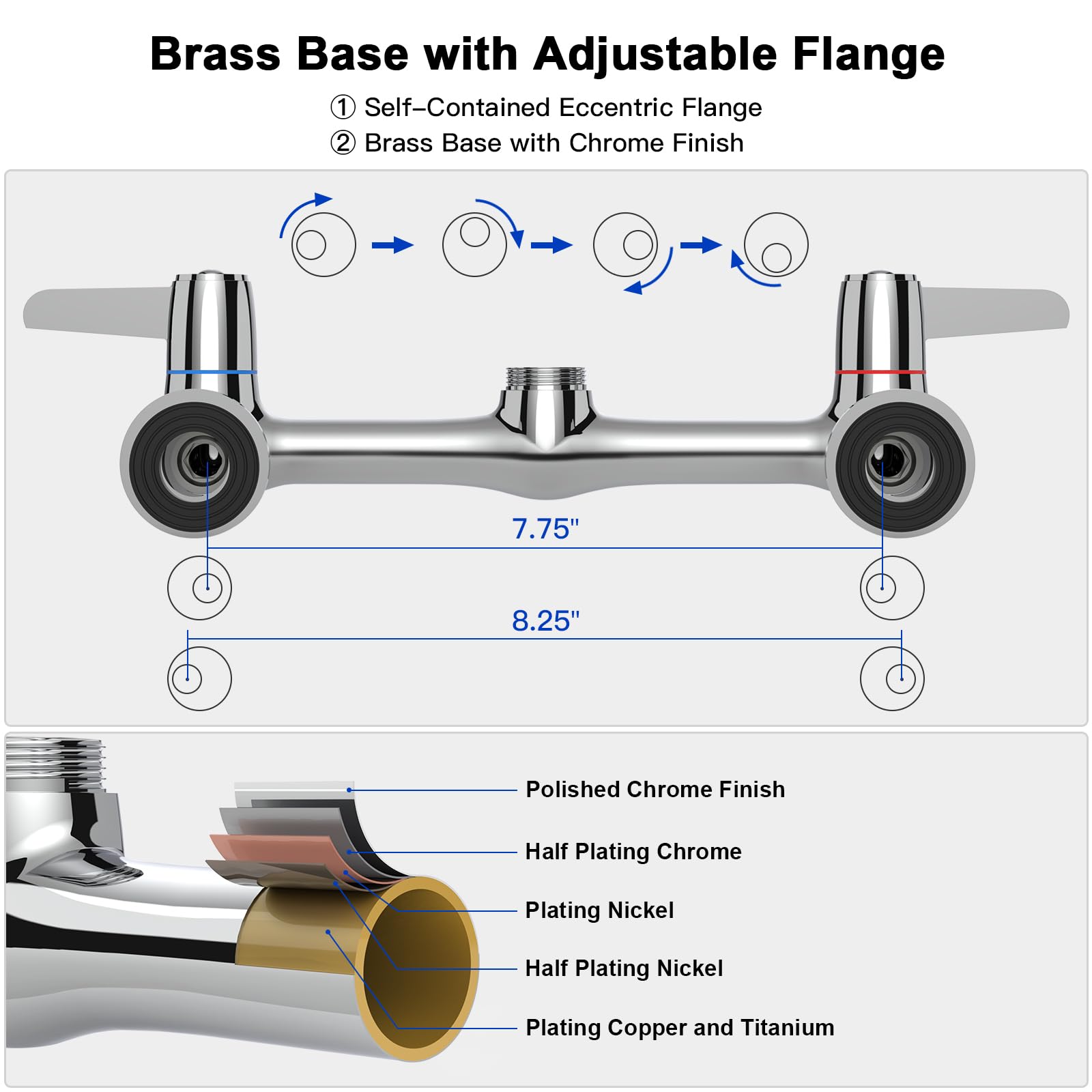 Akwadu Commercial Faucet With Sprayer For Kitchen Sink : Wall Mount Commercial Kitchen Faucet With Sprayer For Compartment Sink - 25" Height 8" Center Pre Rinse Faucets With 10 Inches Add-On Spout