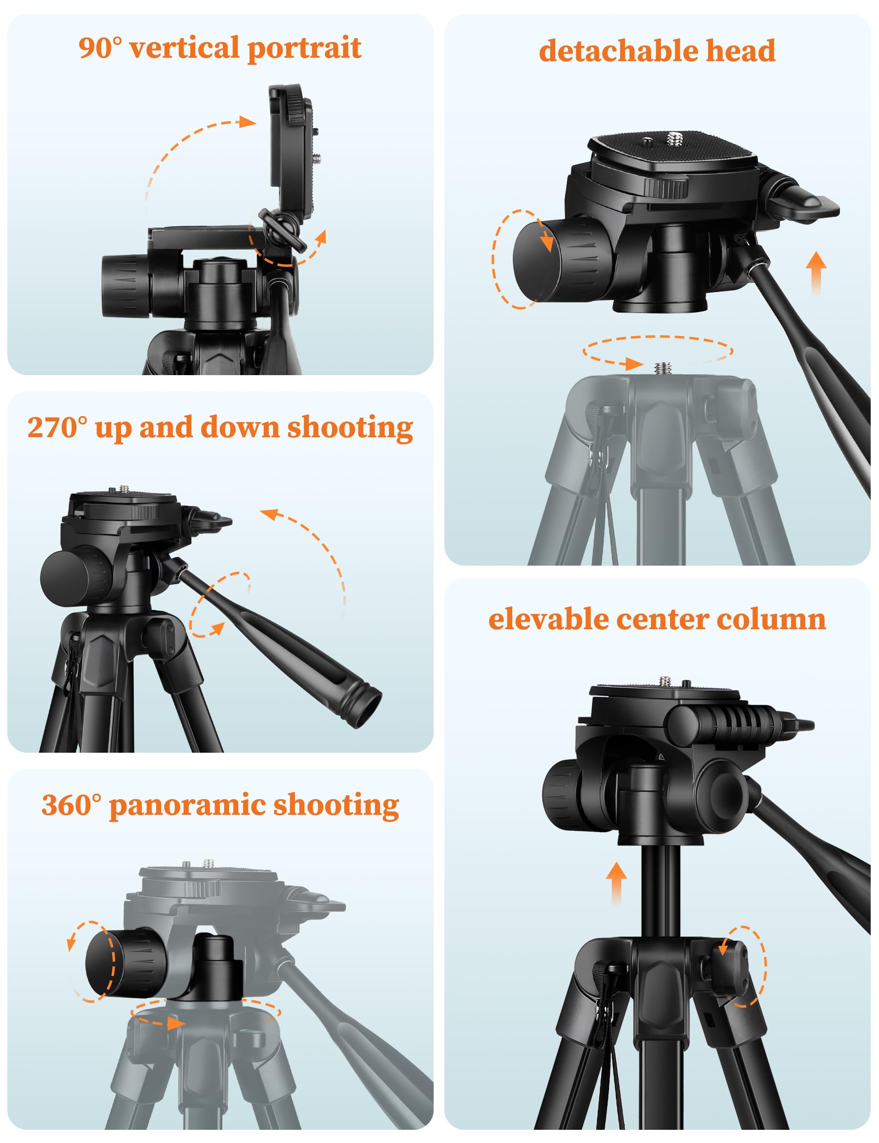 Joilcan Phone Tripod Stand, 68" Tripod For Ipad Iphone Tablet With Remote Universal Holder Carry Bag, Travel Aluminum Tripod For Video Recording Photos Vlogging Compatible With Ipad Pro Iphone Camera