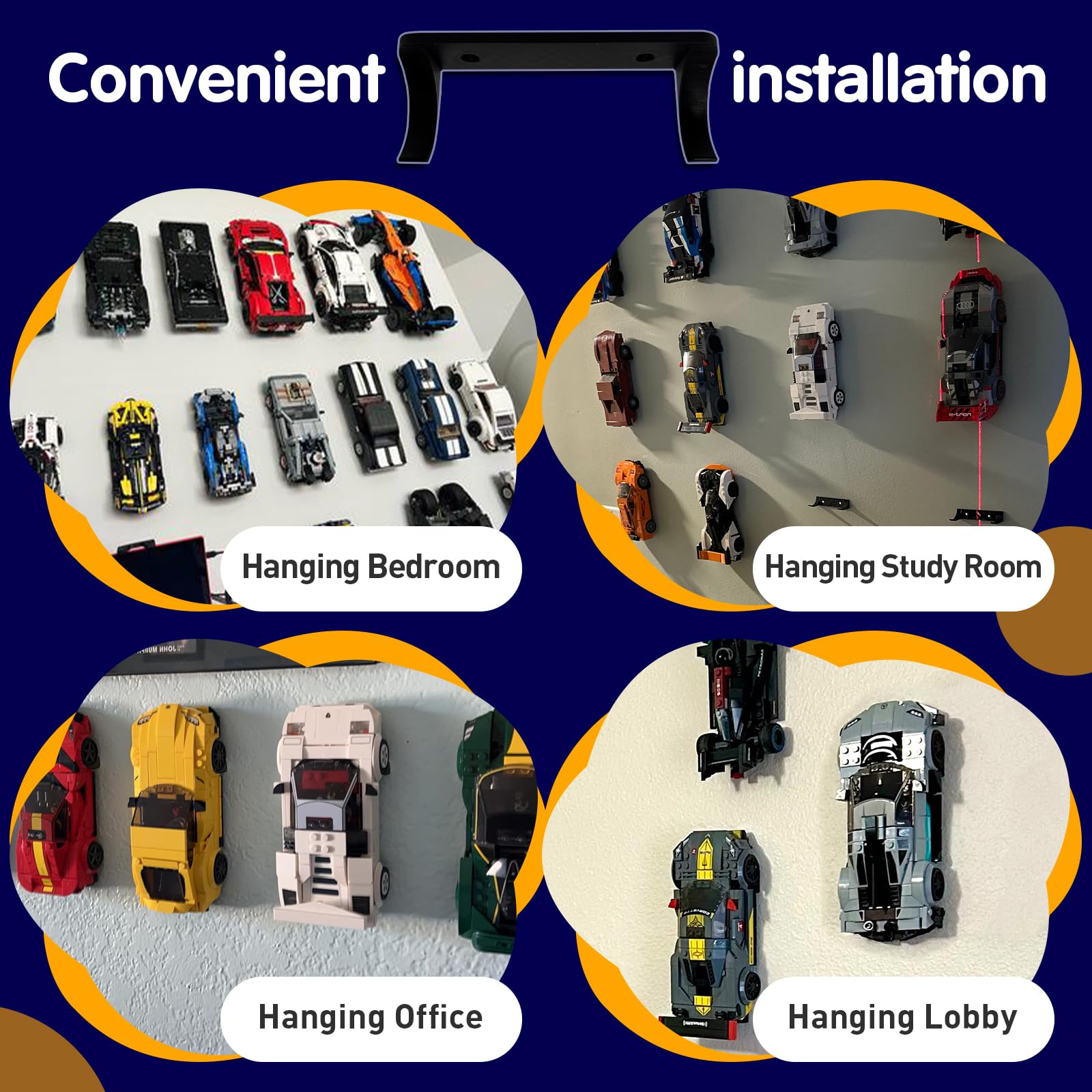 Standwme 12 Pcs Car Wall Mount Vertical Car Display Wall Mount Compatible With Speed Champion Series Car Models Showcase Your Collection With Sturdy Wall Mount Ideal For Car Enthusiasts, Black