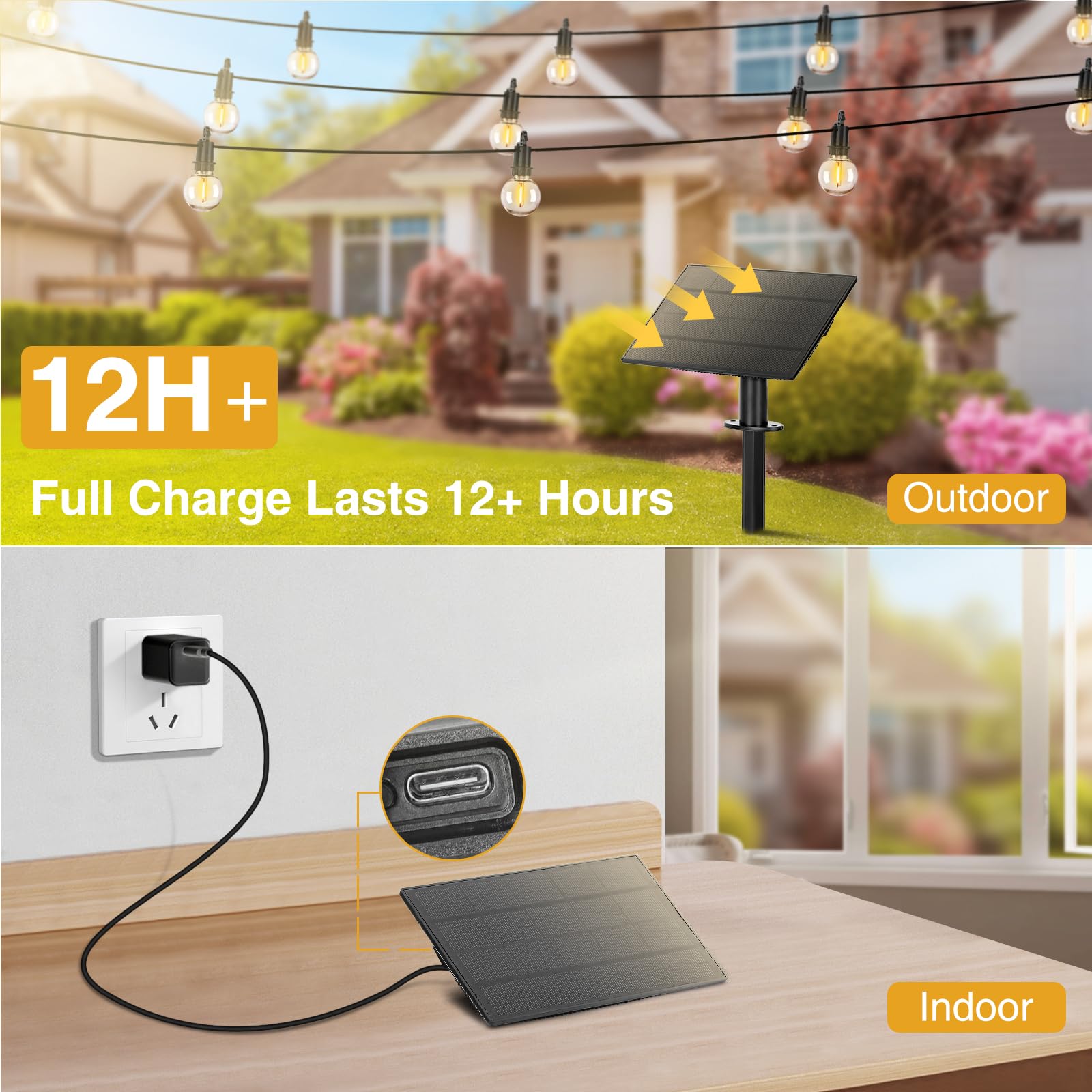 Zjojo 35Ft Solar String Lights Outdoor Waterproof, G40 Globe Patio Lights Solar Powered Outdoor String Lights With 15 2700K Shatterproof Bulbs Hanging Lights For Porch Garden Backyard Pergola Bistro