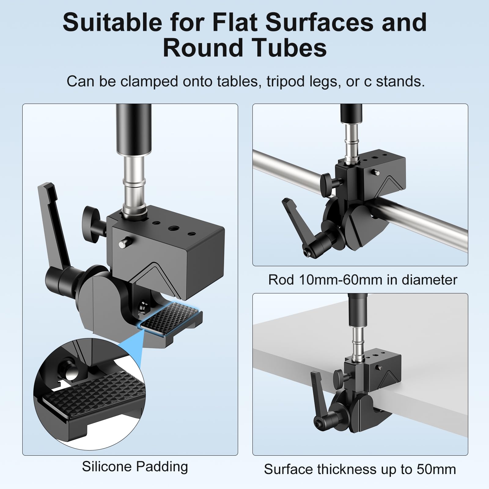 Altson 20.4"/52Cm Magic Arm Mounting Kit - Super Clamp, 1/4" Screw Adapter, Overhead Camera Desk Mount Stand For Flash/Led Light/Microphone/Monitor, Smallrig Camera Cage, Max Load: 6.61Lbs/3Kg