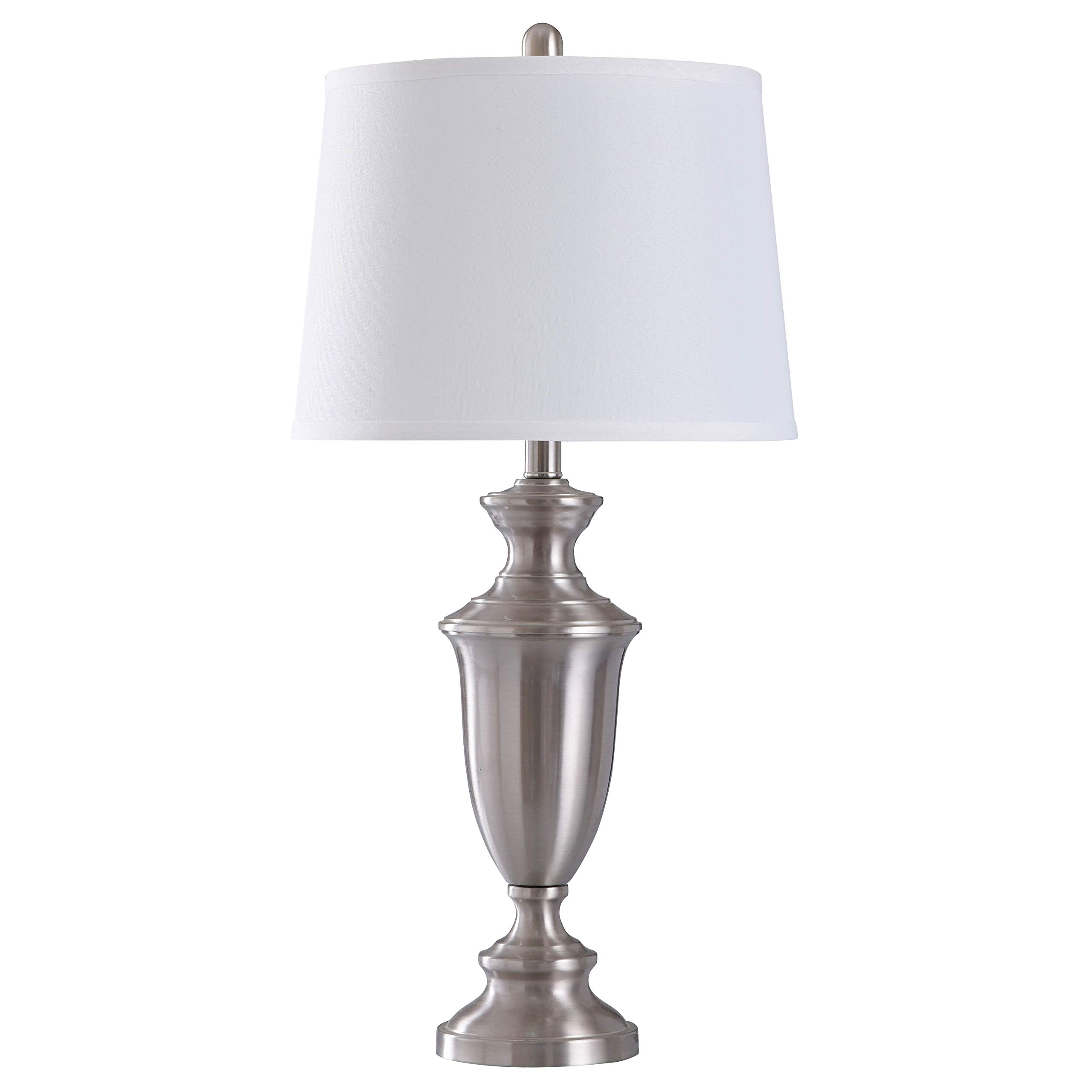Collective Design L313581Dsam Josh, Brush Nickel, Brussels Off White Table Lamp