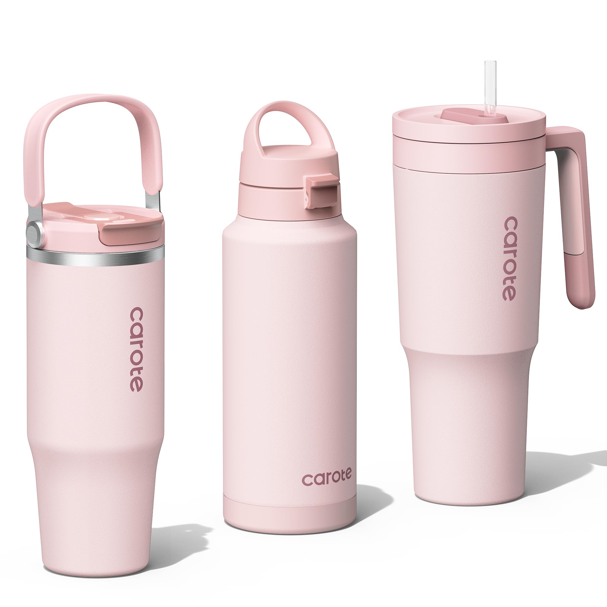 Carote Tumbler Set Of 3, 40Oz 32Oz 32Oz, Stainless Steel Tumbler With Handle, Vacuum Insulated