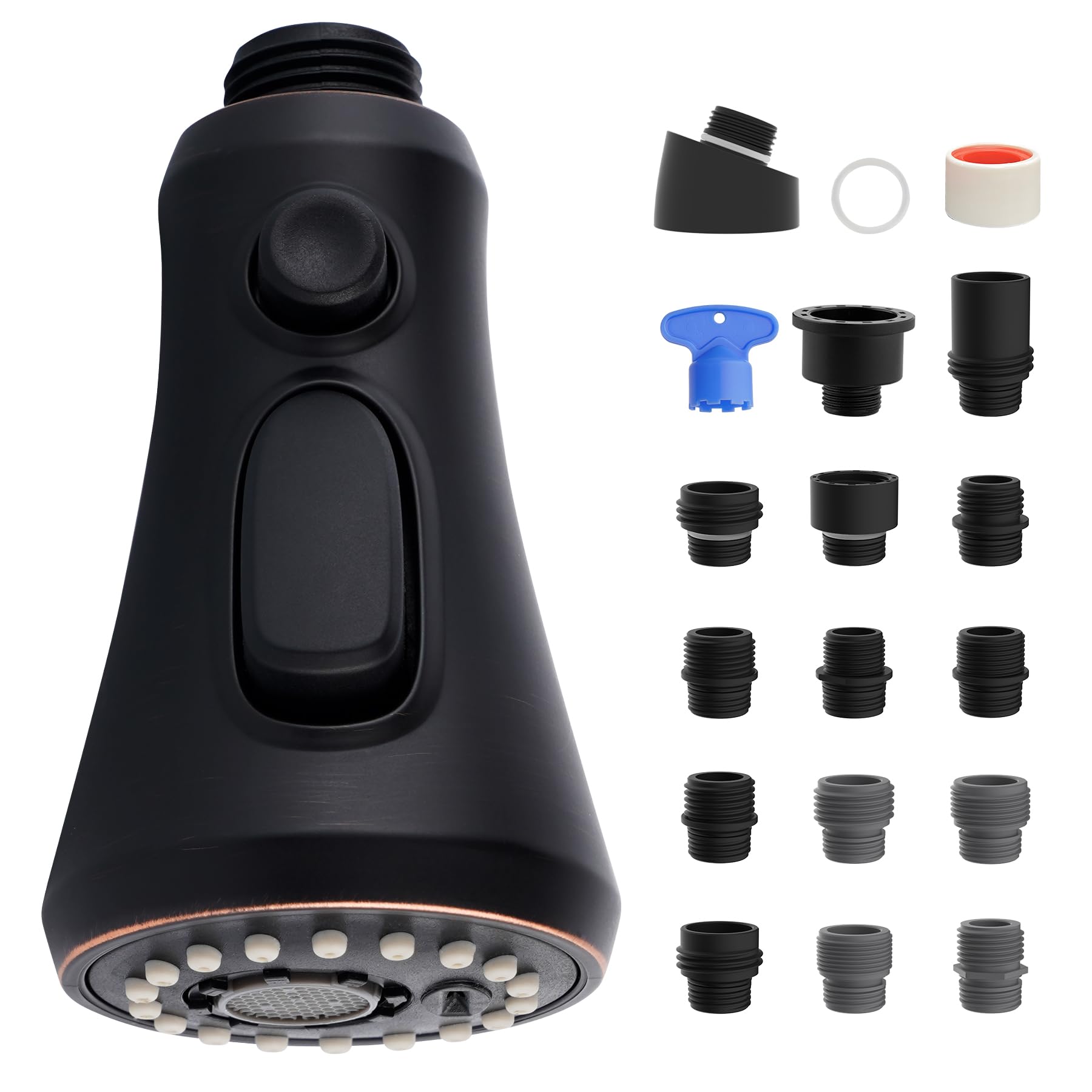 Ifealclear Pull Down Kitchen Faucet Head Replacement - 3-Mode Sprayer Nozzle, Compatible With Moen, American Standard, Delta Faucets - Oil Rubbed Bronze