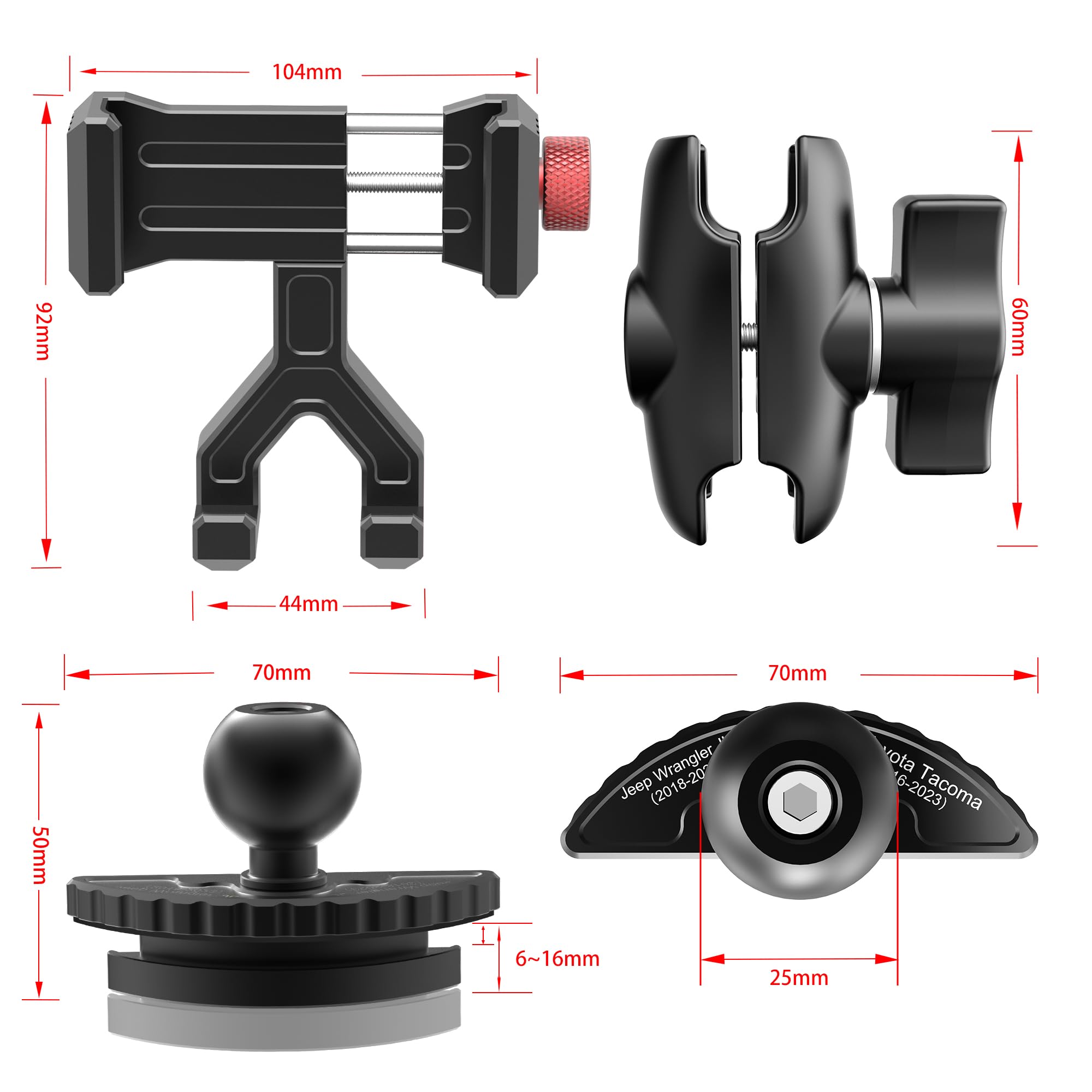 Easeord Phone Mount For 2018- Jeep Wrangler Jl & Gladiator Jt & Sahara, Wrangler Air Vent 360° Rotation Cell Phone Holder Compatible Iphone Android Smartphone