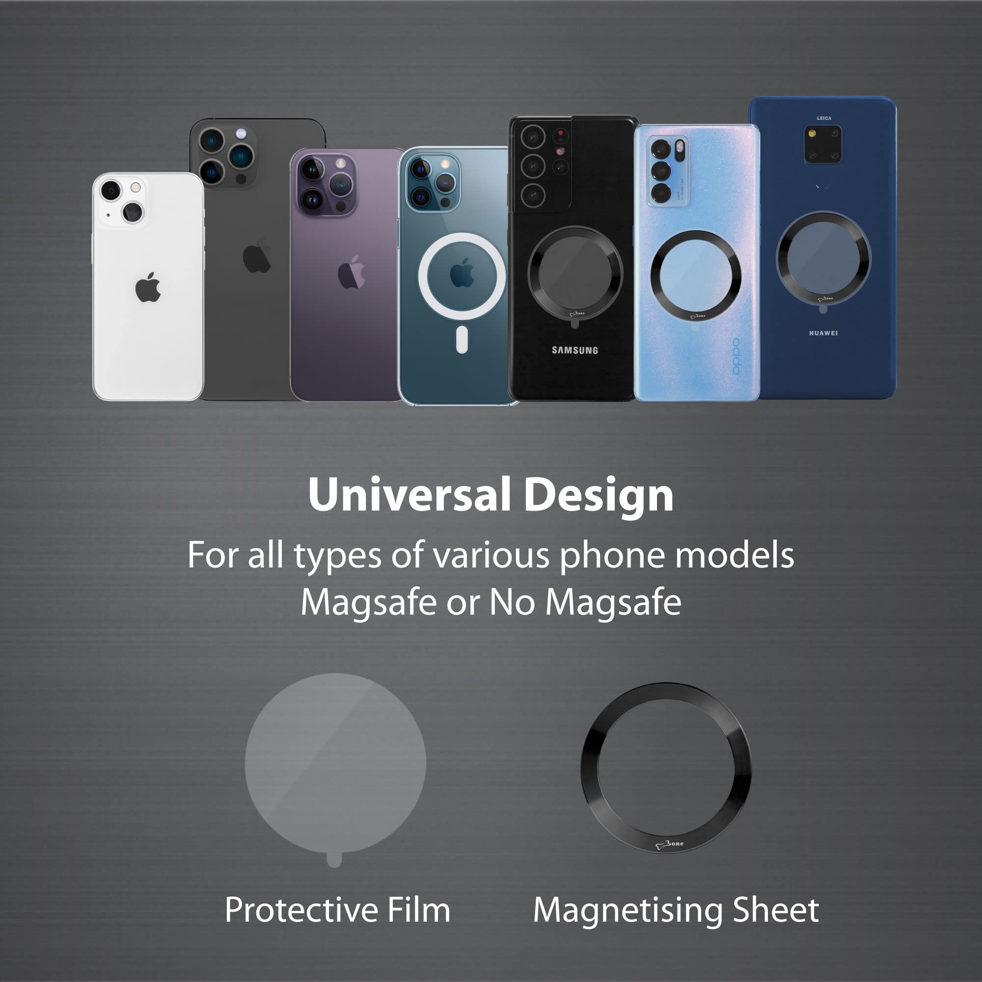 Bone Magnetic Fitness Phone Mount, Magsafe Phone Holder For Workout & Gym, Scratch- Silicone Strap With Anti-Slip Design, Universal Sport Phone Carrier For Most Smartphones (With Magnetic Sticker)