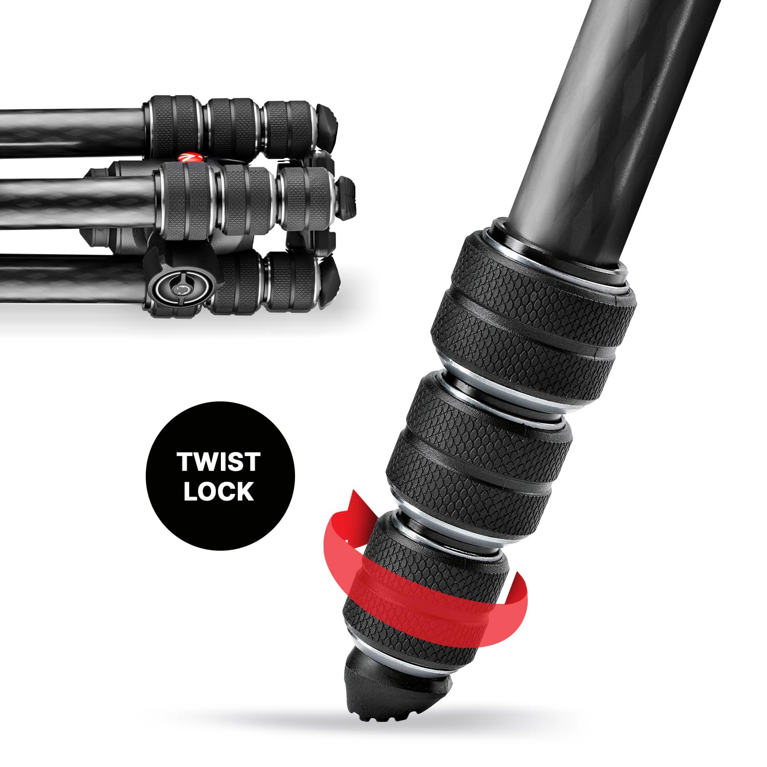 Manfrotto Be Gt 4-Section Carbon Fiber Travel Tripod With 496 Center Ball Head, Twist Lock, Black