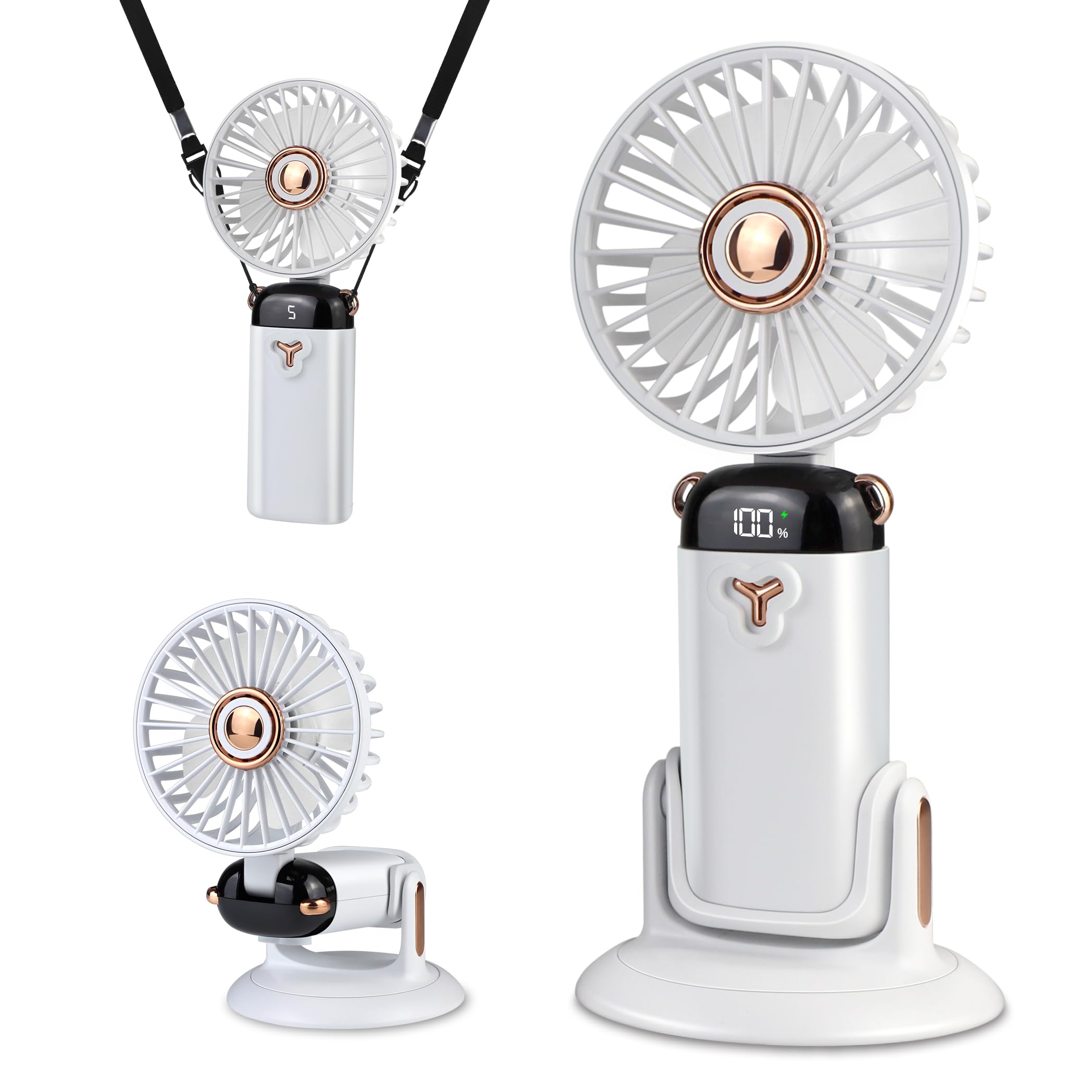 Versatile 4-In-1 Portable Handheld Fan, Battery Operated Fan With Base, 90°Ajustable, Rechargeable - Koospark