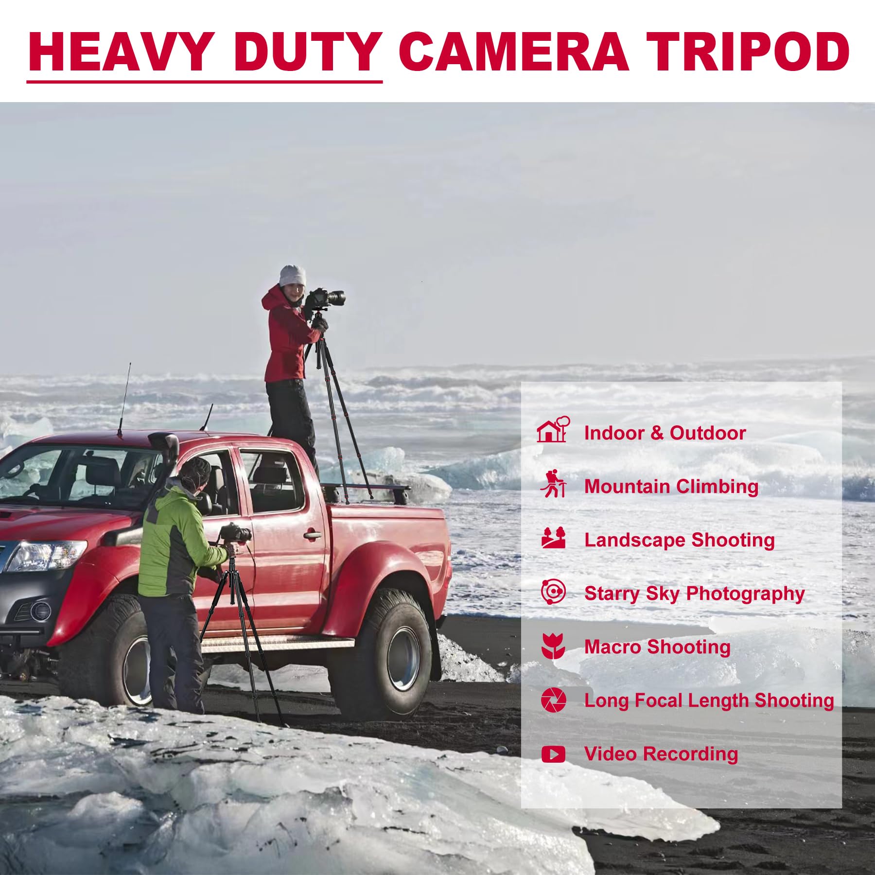 Victiv 80/85 Inches Heavy Duty Tripod For Camera And Phone, 85" Camera Monopod Tripod, Dslr Binoculars Spotting Scope Camcorders Video Tripod Stand, 360 Degree Ball Head, 35 Lbs Loads