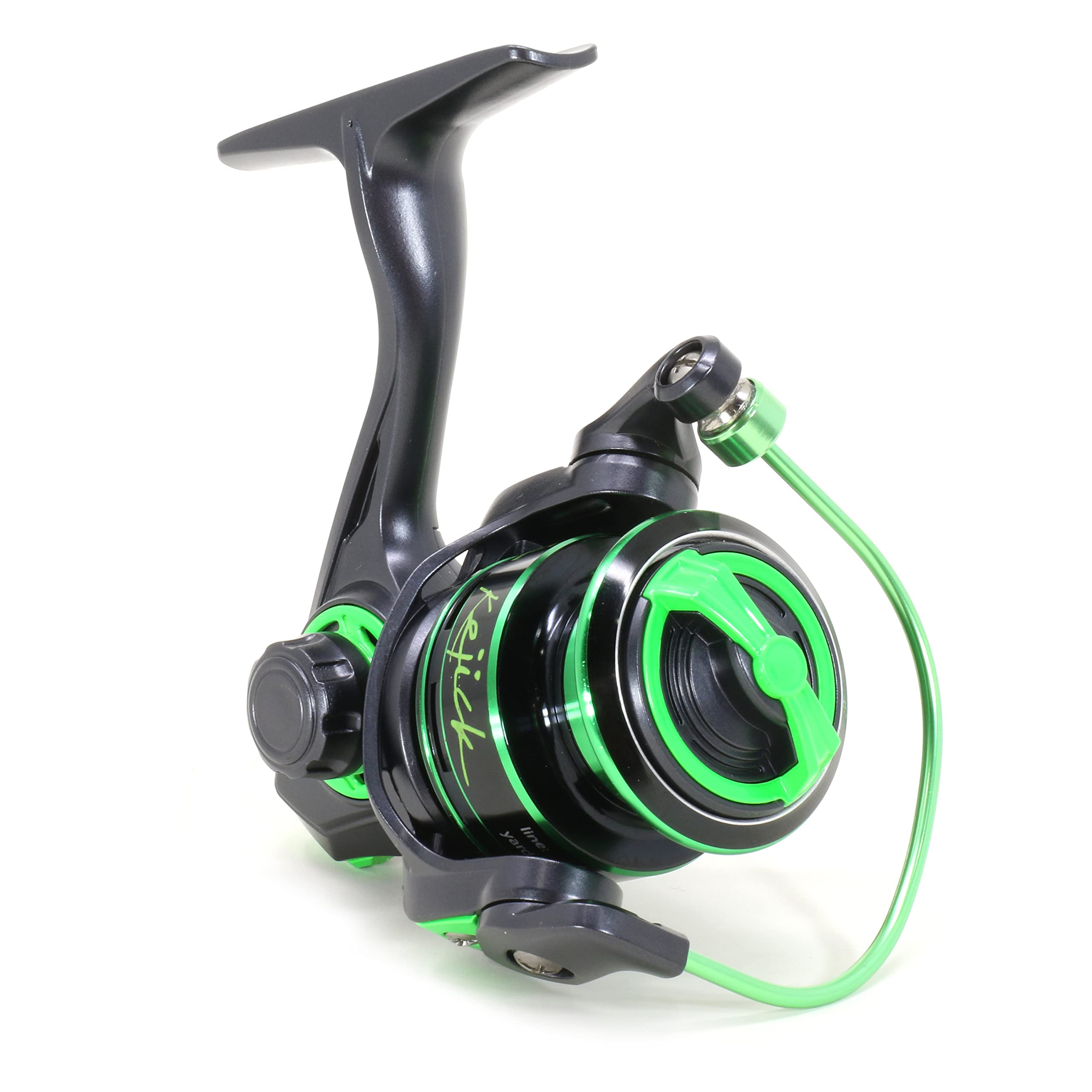 Clam 16237 Kejick Ice Fishing Spinning Reel – 6+1 Bearings, Sf Drag System, Aluminum Bail & Folding Handle (Black/Green)