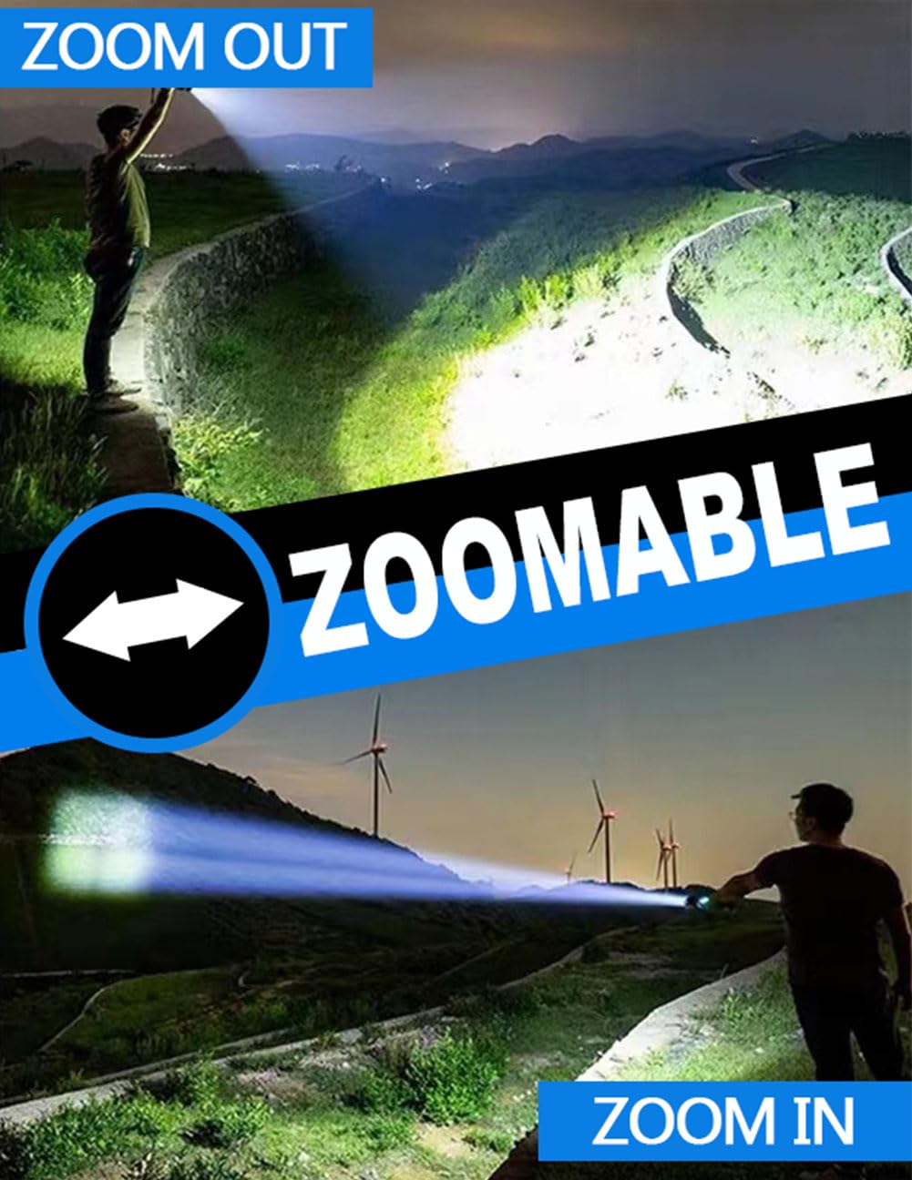 Szjieifr Led Rechargeable Utility Flashlight, 18650 Zoomable Flashlight With 5 Modes, Super Bright Long-Range Torch, Usb Fast Charging For Camping, Hiking, Emergency & Hurricane Supplies