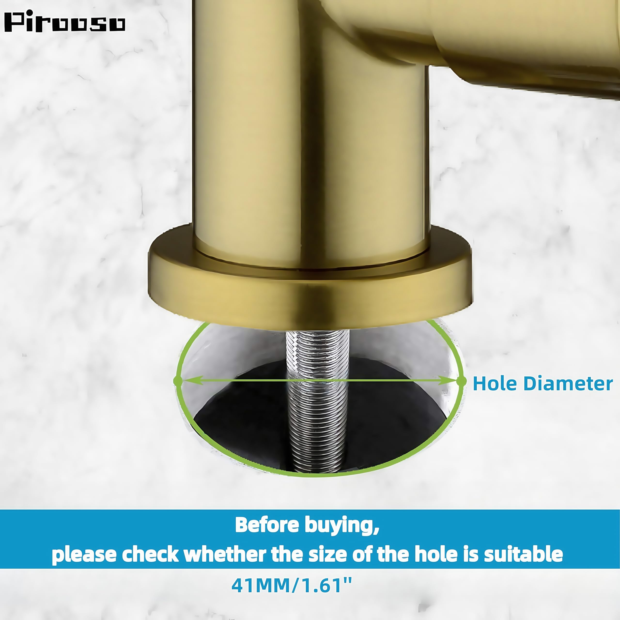 Pirooso Brushed Brass Water Filter Faucet - 360° Swivel Drinking Water Faucet For Kitchen Sinks, Compatible With Most Reverse Osmosis & Under Sink Filtration Systems, Elegant Brushed Gold Finish